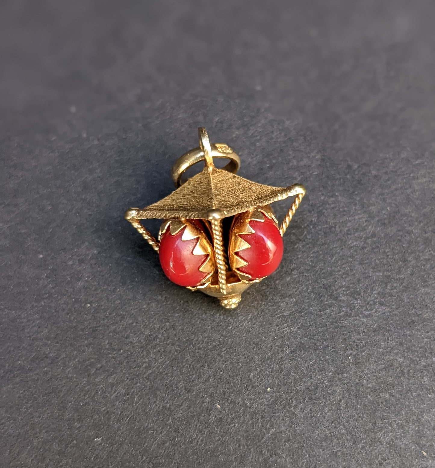 18k French Coral Lantern Charm