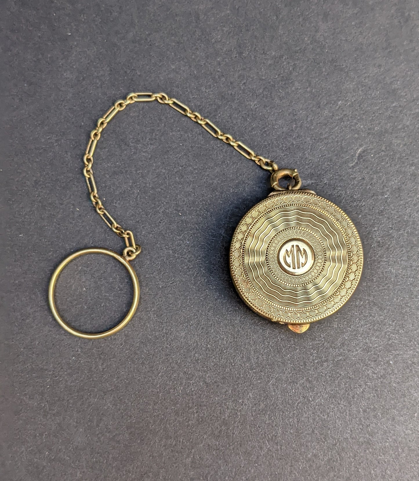 14kt Art Deco Tiffany and Co mirrored compact, locket on a ring
