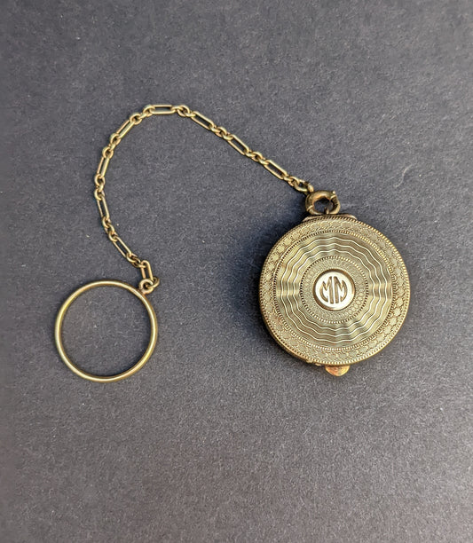 14kt Art Deco Tiffany and Co mirrored compact, locket on a ring