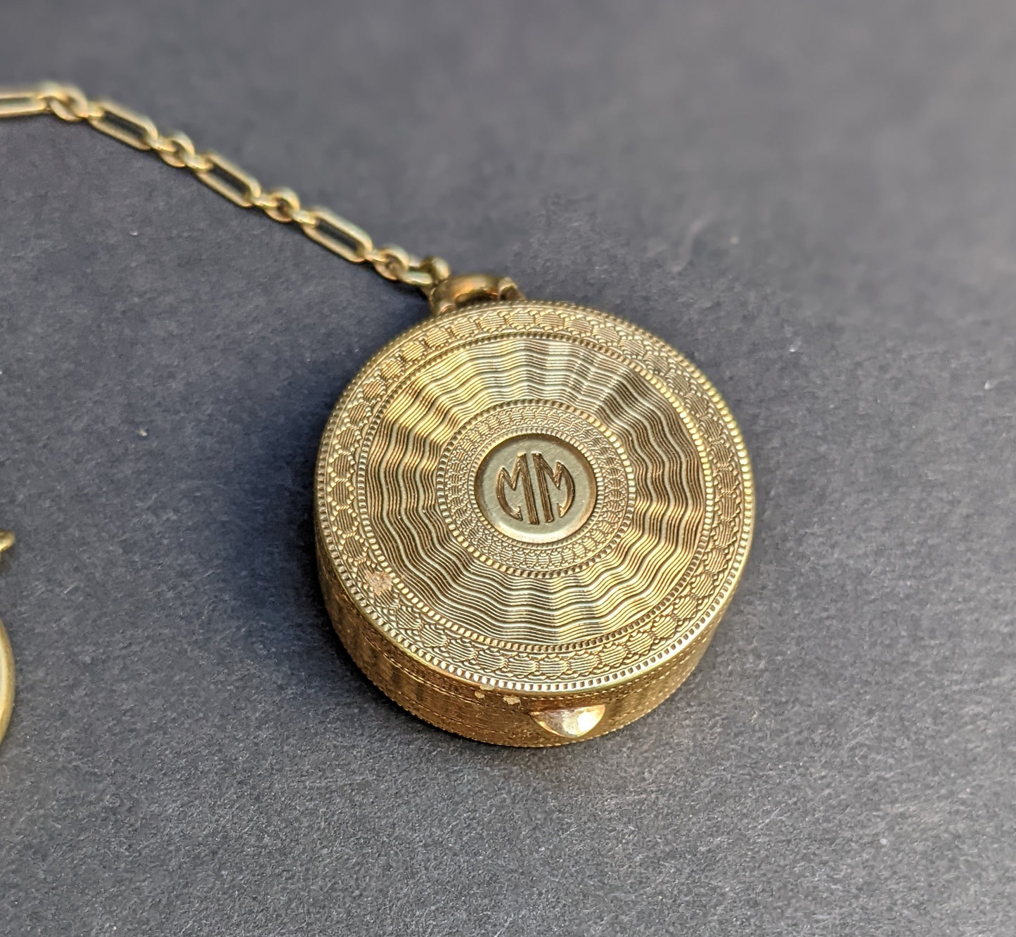 14kt Art Deco Tiffany and Co mirrored compact, locket on a ring
