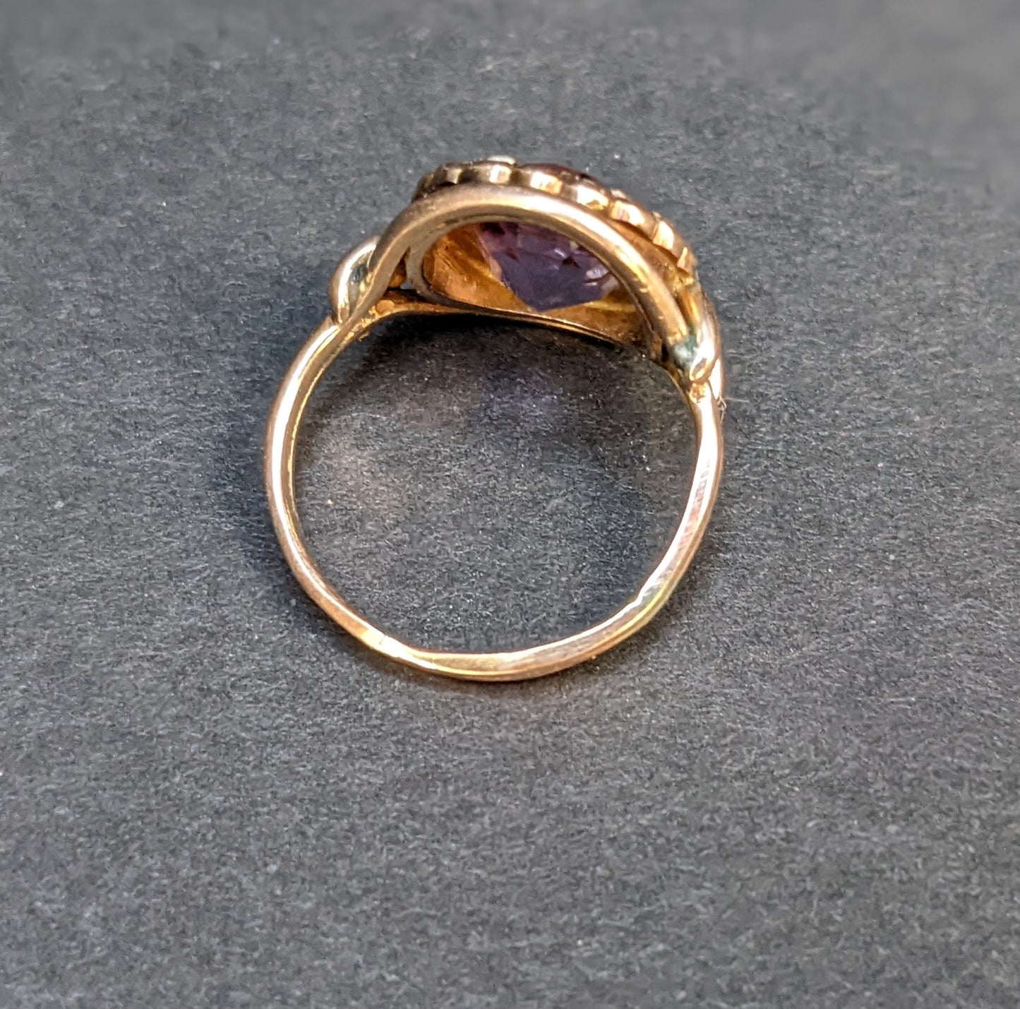Victorian amethyst half pearl ring set in rose gold