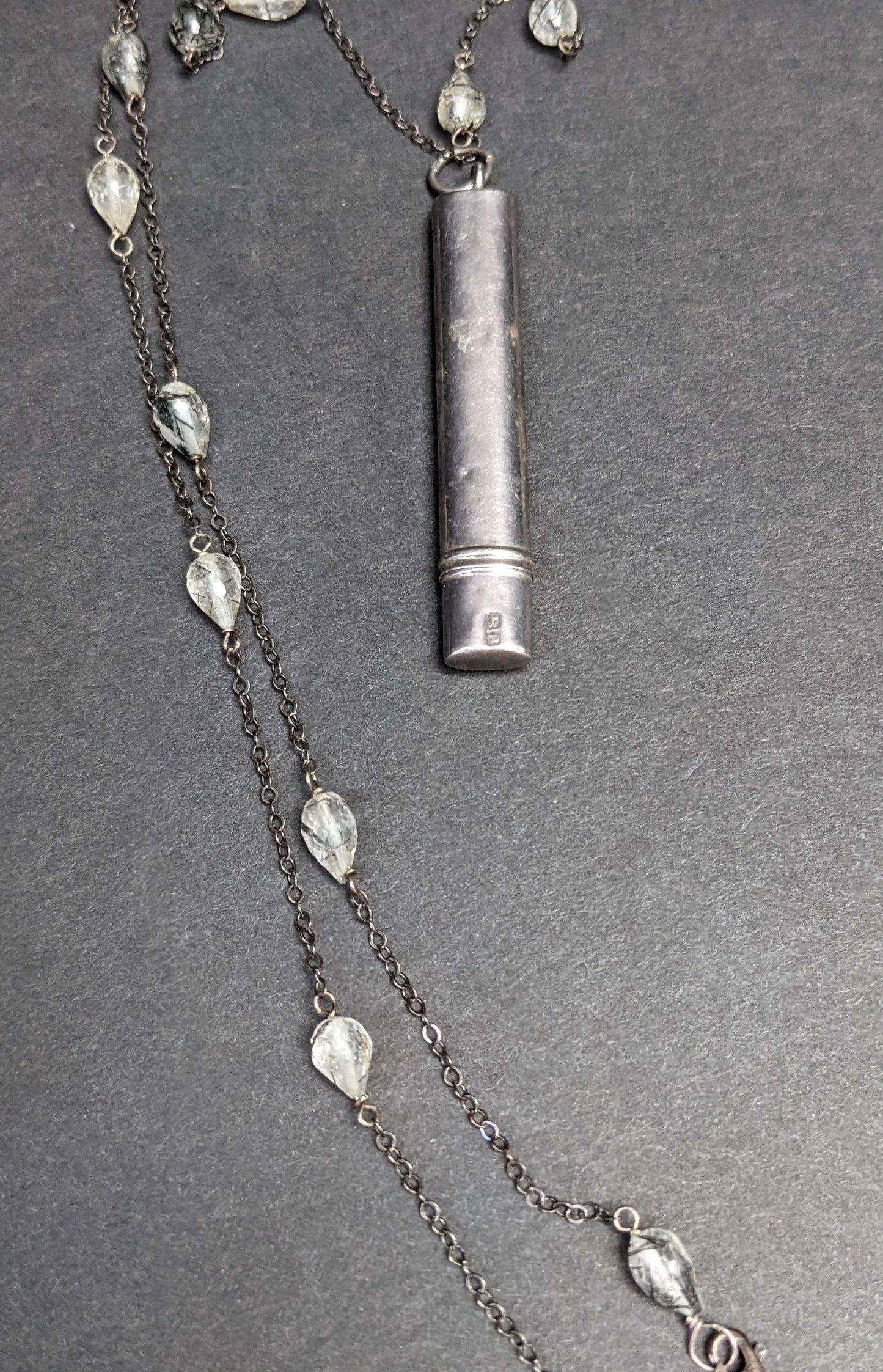 English sterling hallmarked pencil on rutilated quartz