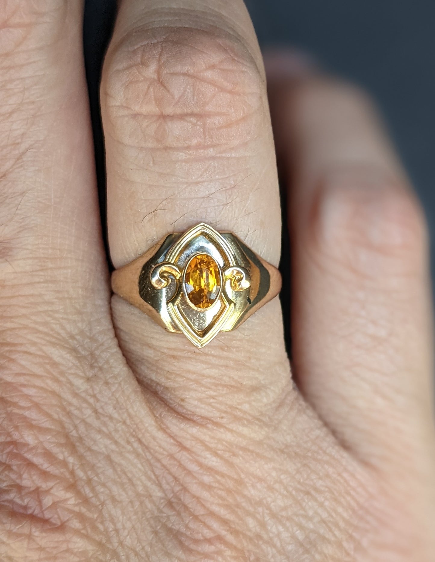 English and French conversion Citrine ring