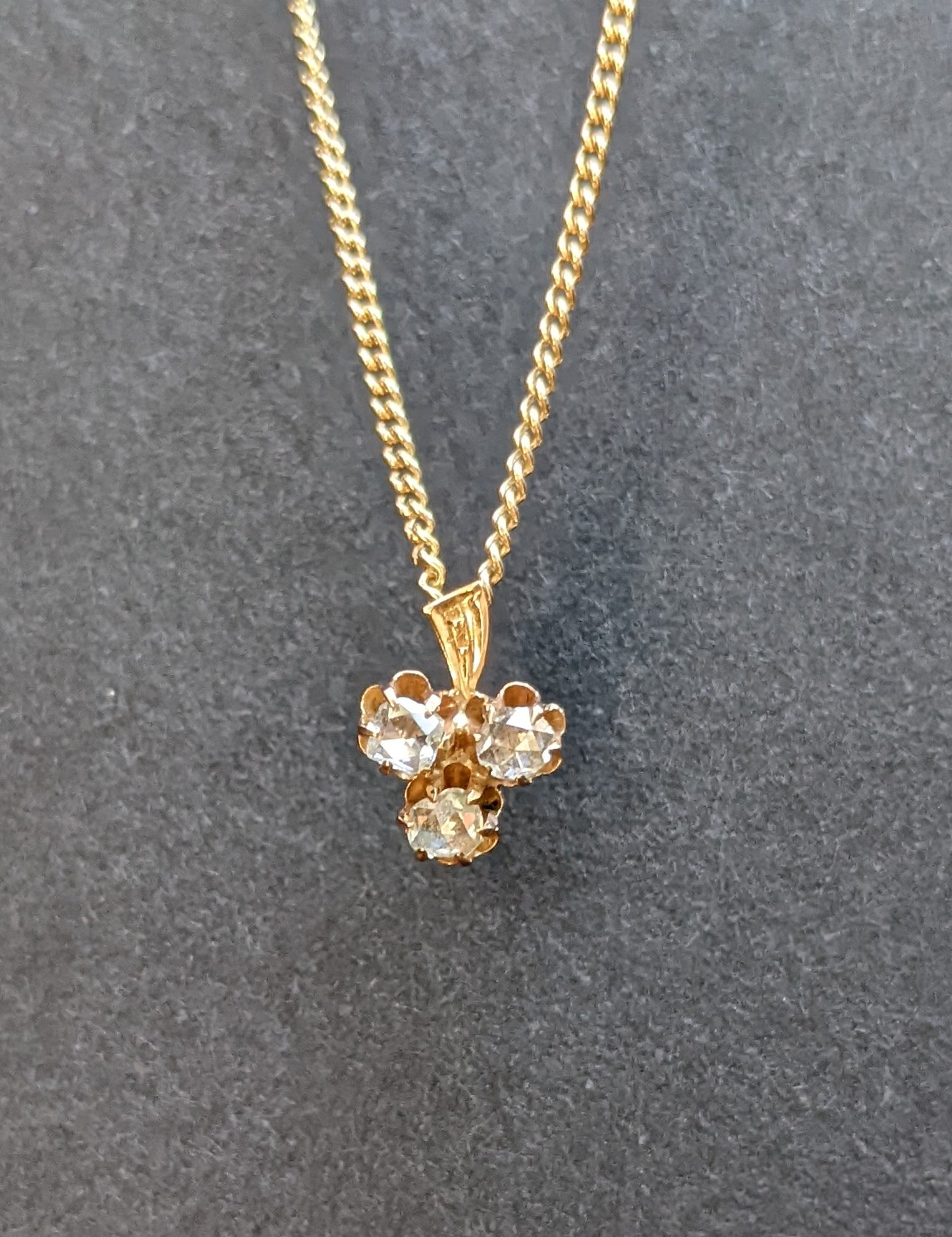 Dutch Mine Cut Diamond Clover Necklace