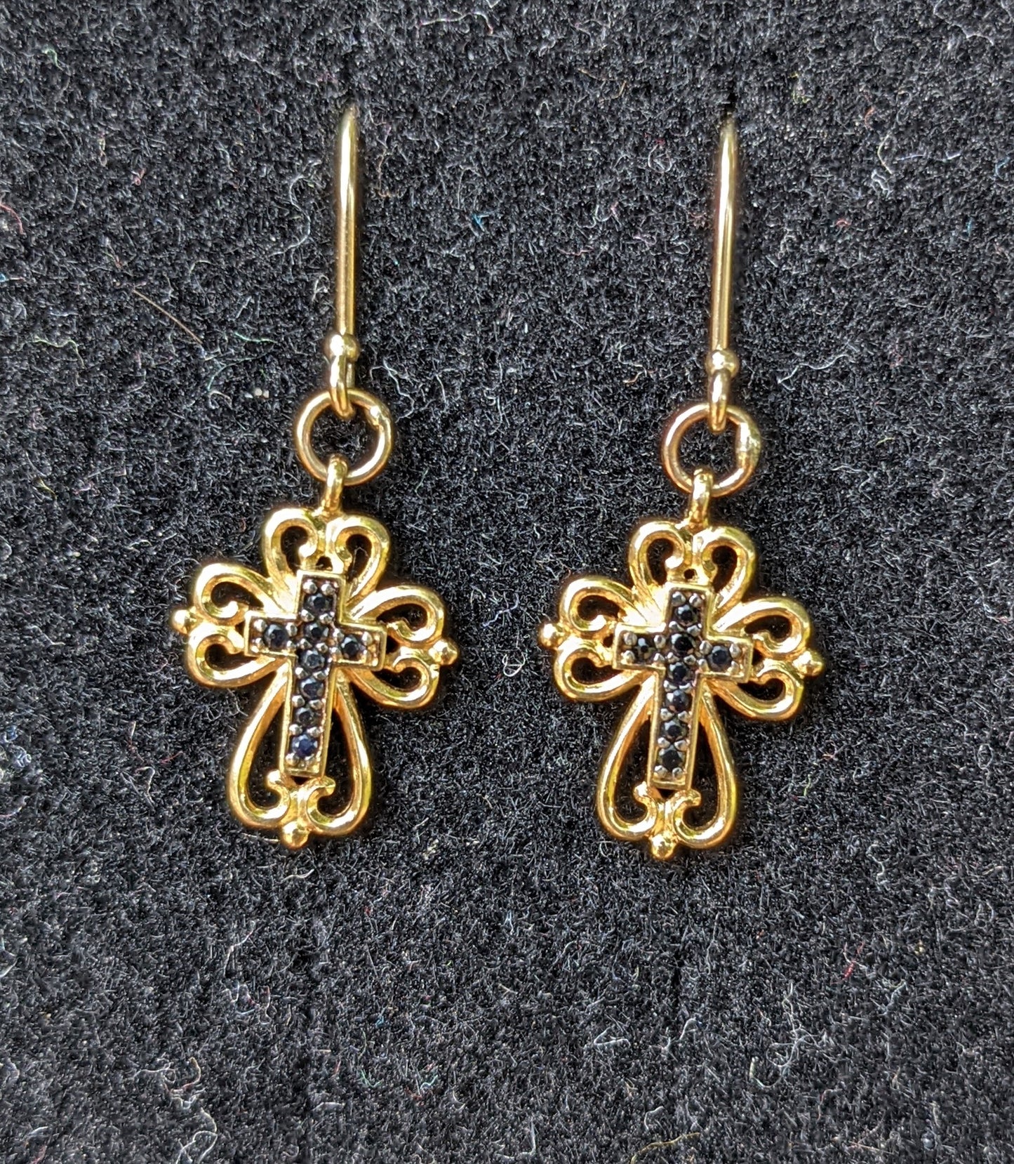18k Sapphire Cross earrings