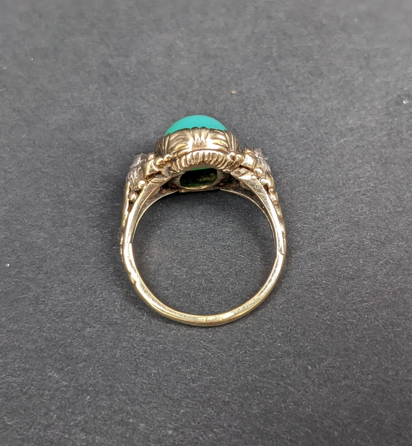 German 14kt silver diamond and Chrysoprase Circa 1840's