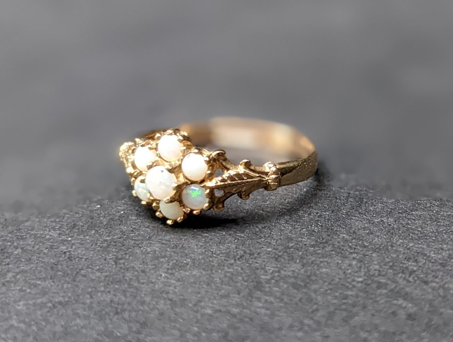 English opal cluster ring