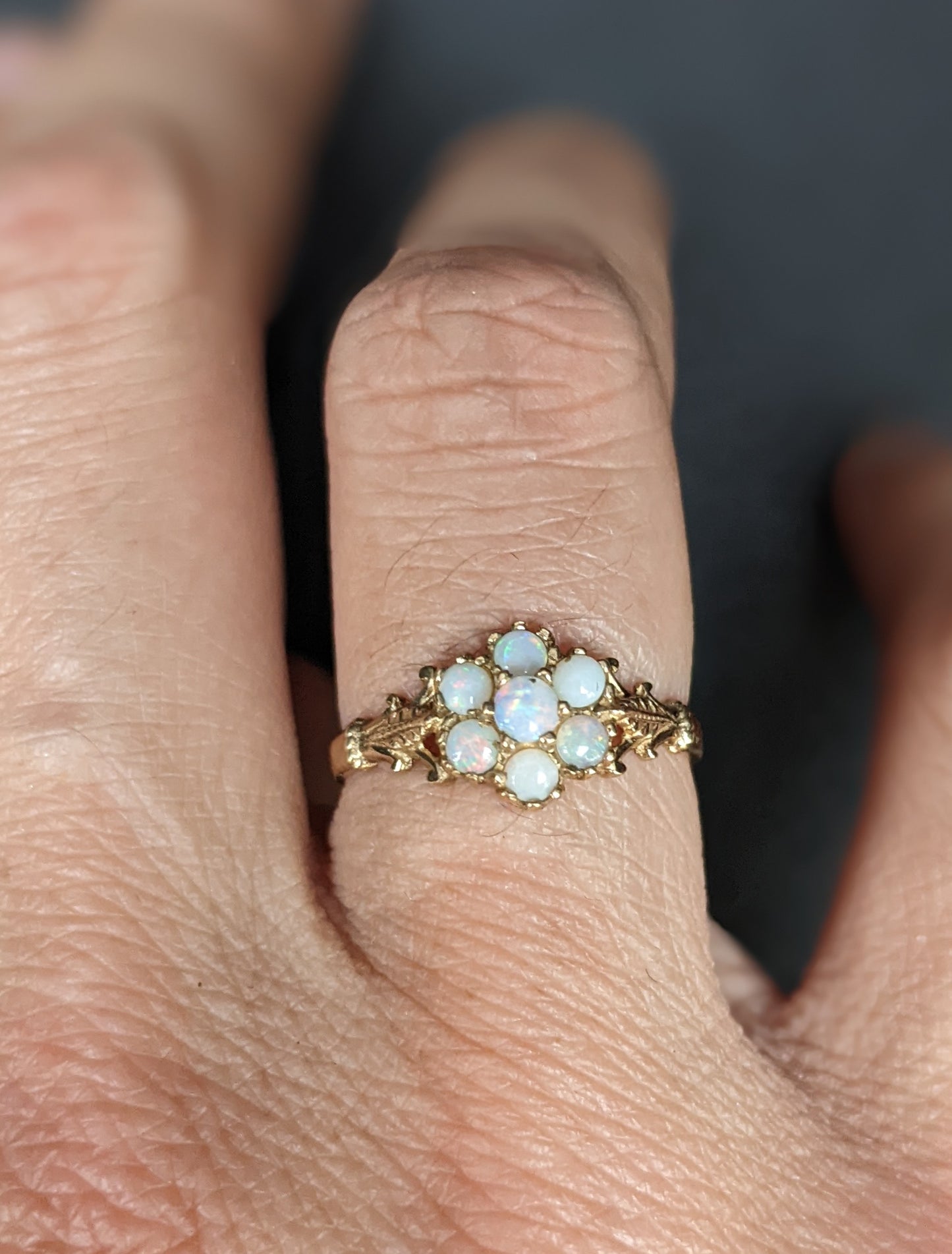 English opal cluster ring