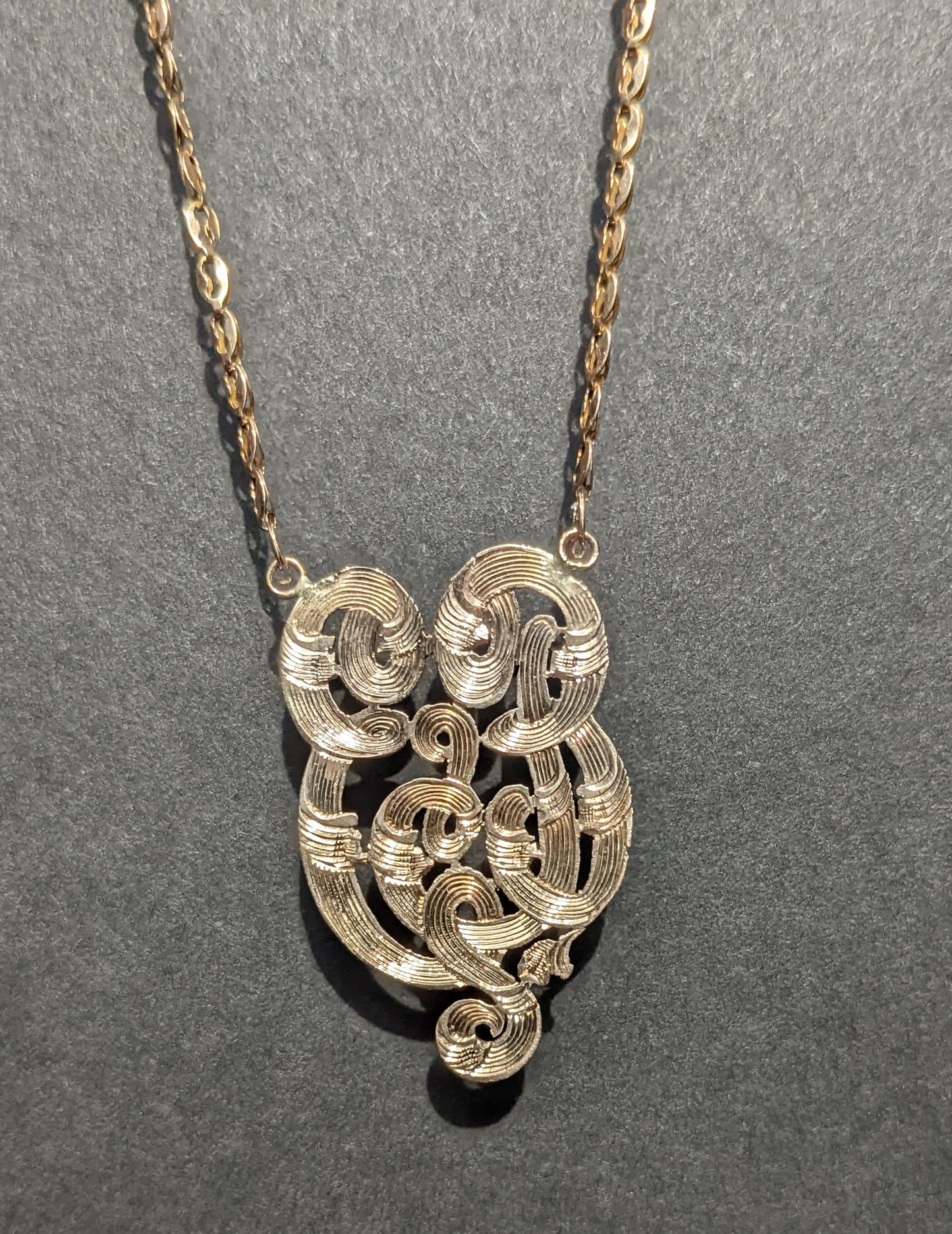 14k engraved monogram necklace