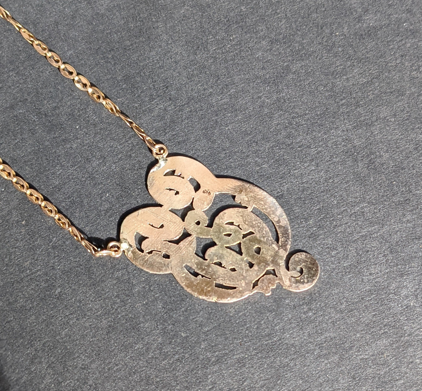 14k engraved monogram necklace