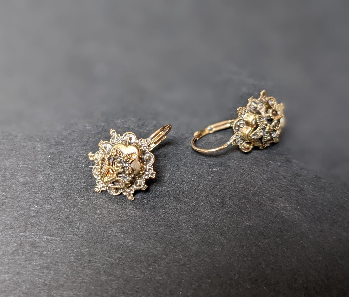 14k Dutch gold conversion earrings