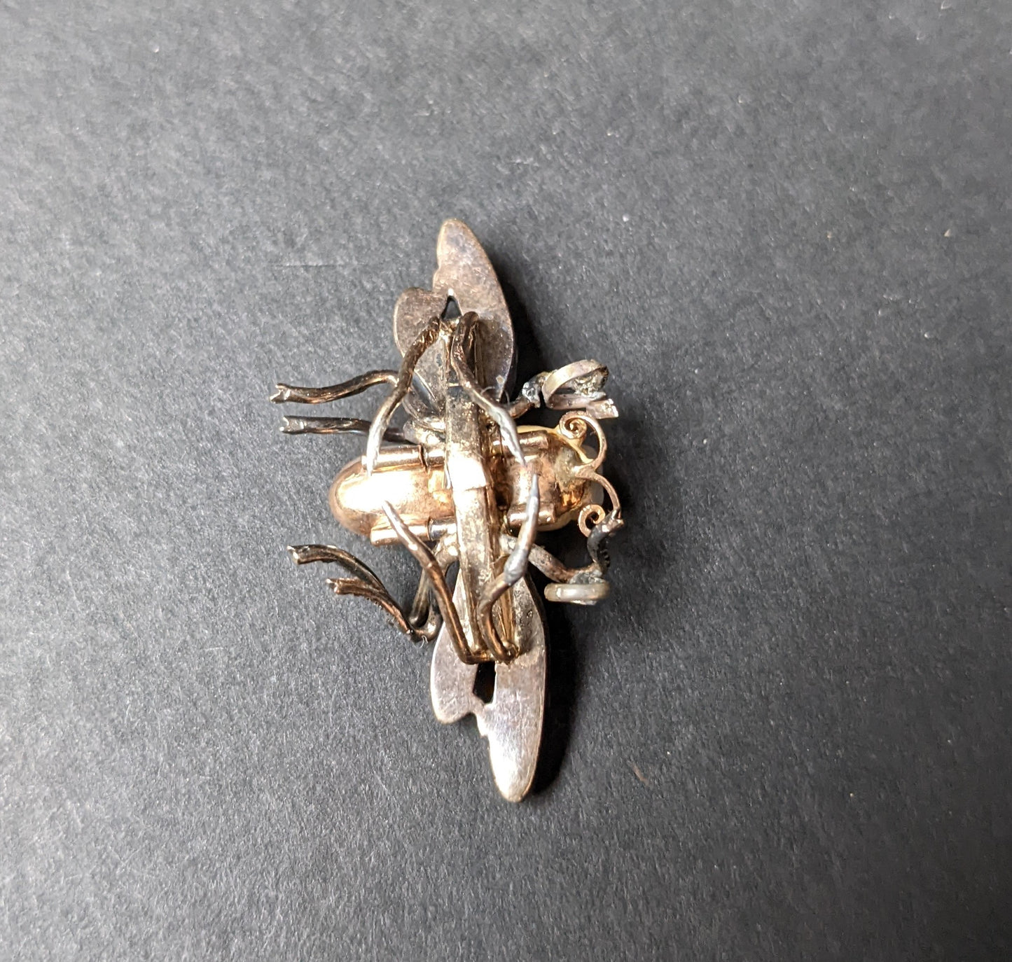 14k and sterling Bumblebee with pearls and rose cut diamonds