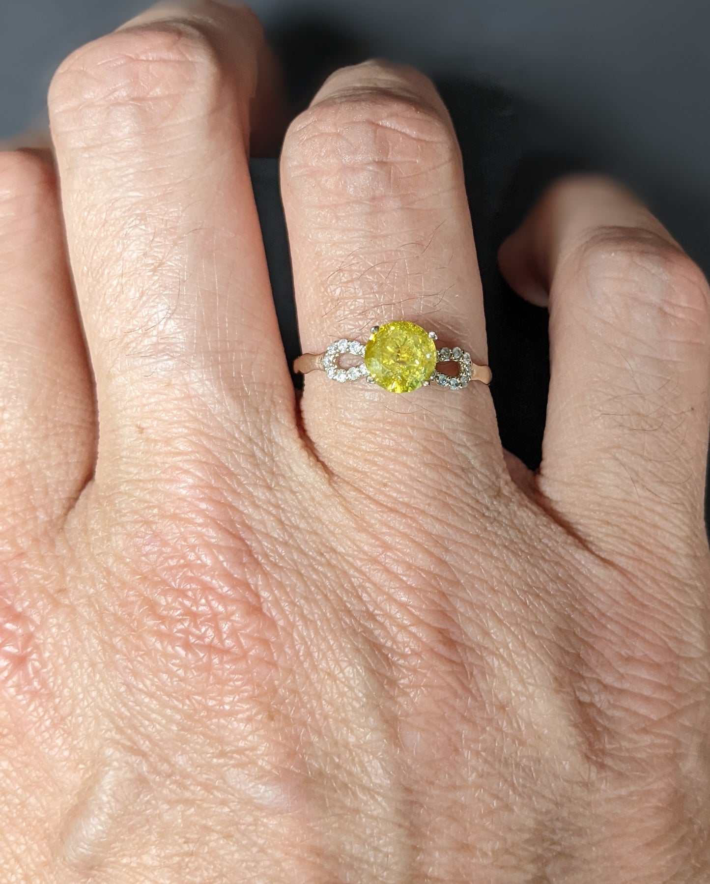 Yellow sapphire and white diamond ring