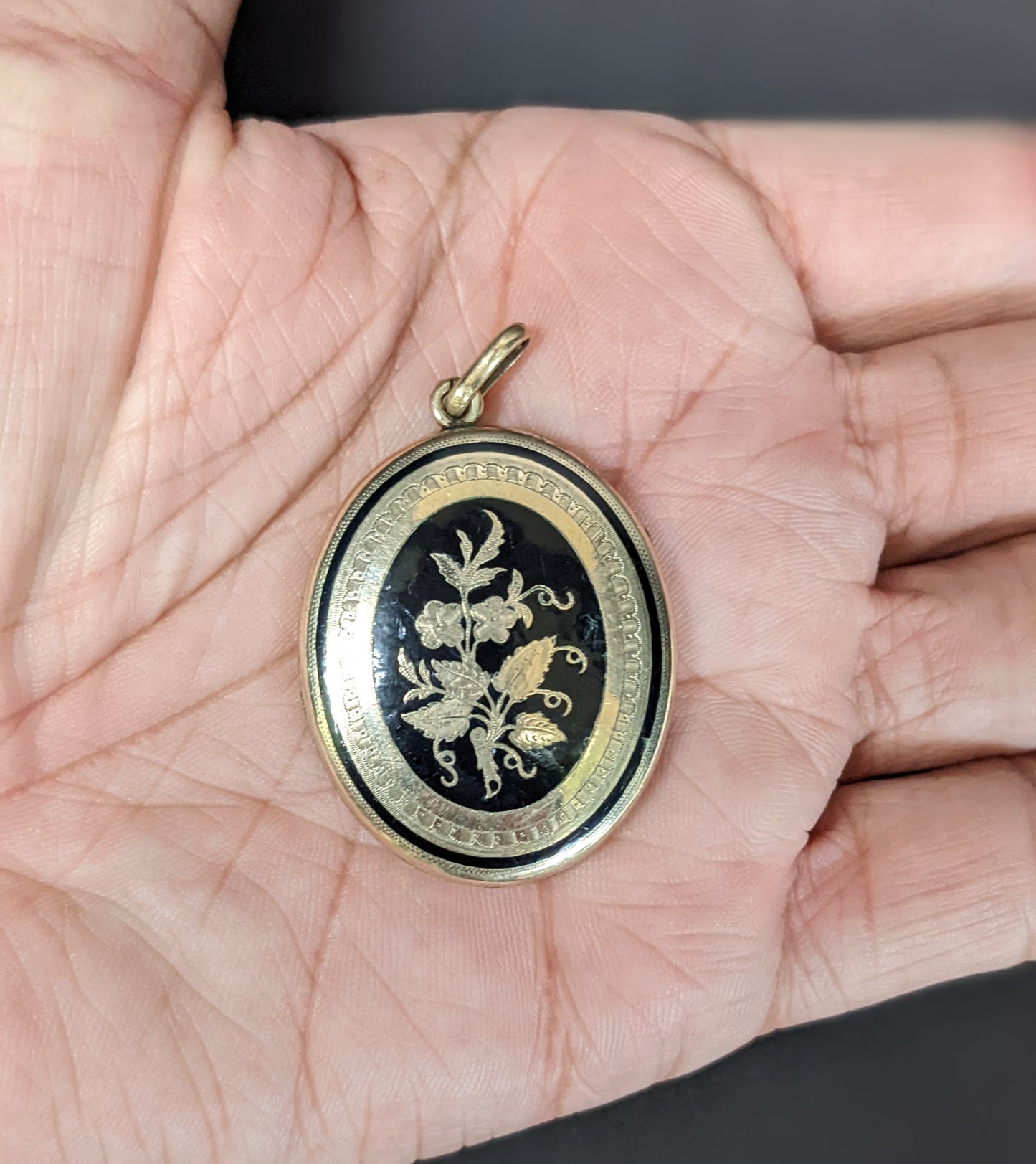 German mourning locket with black enamel