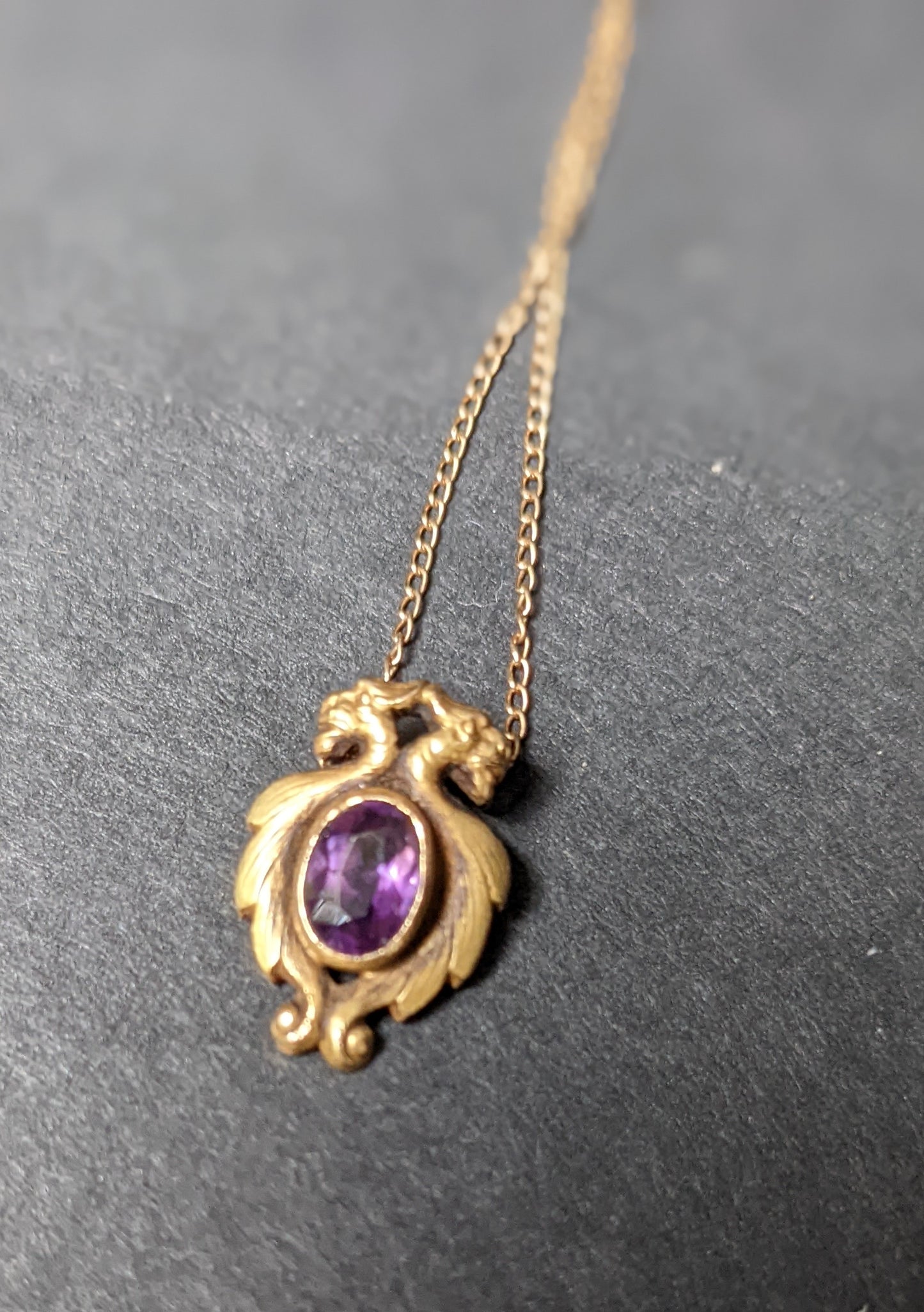 14kt Double Griffin Amethyst Necklace