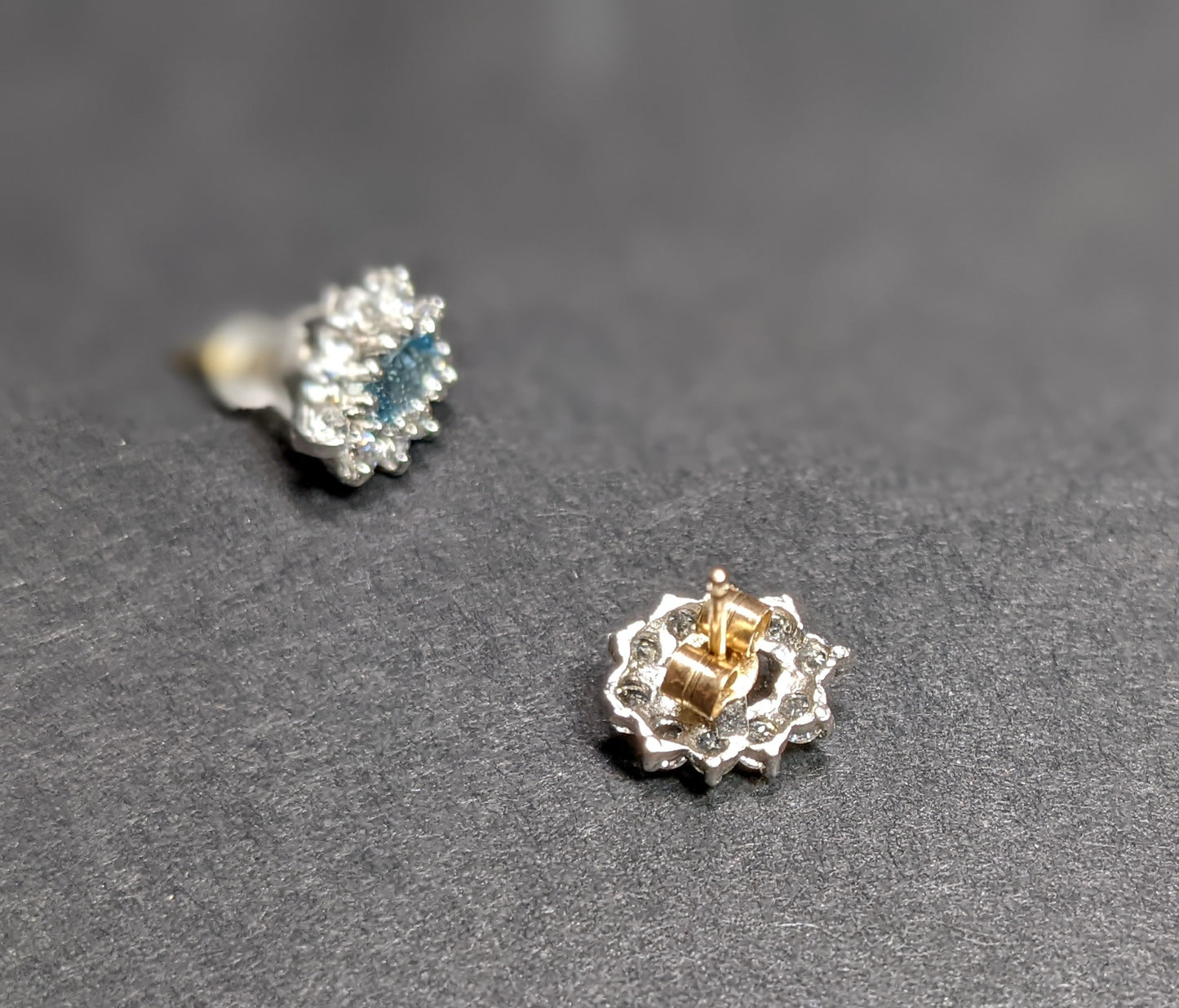 9k Diamond and aquamarine earrings