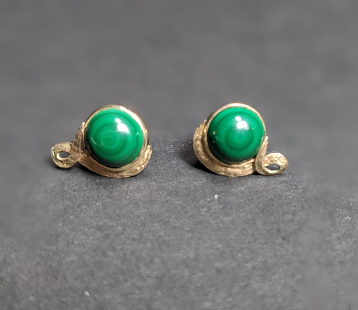 9k malachite swirl earrings