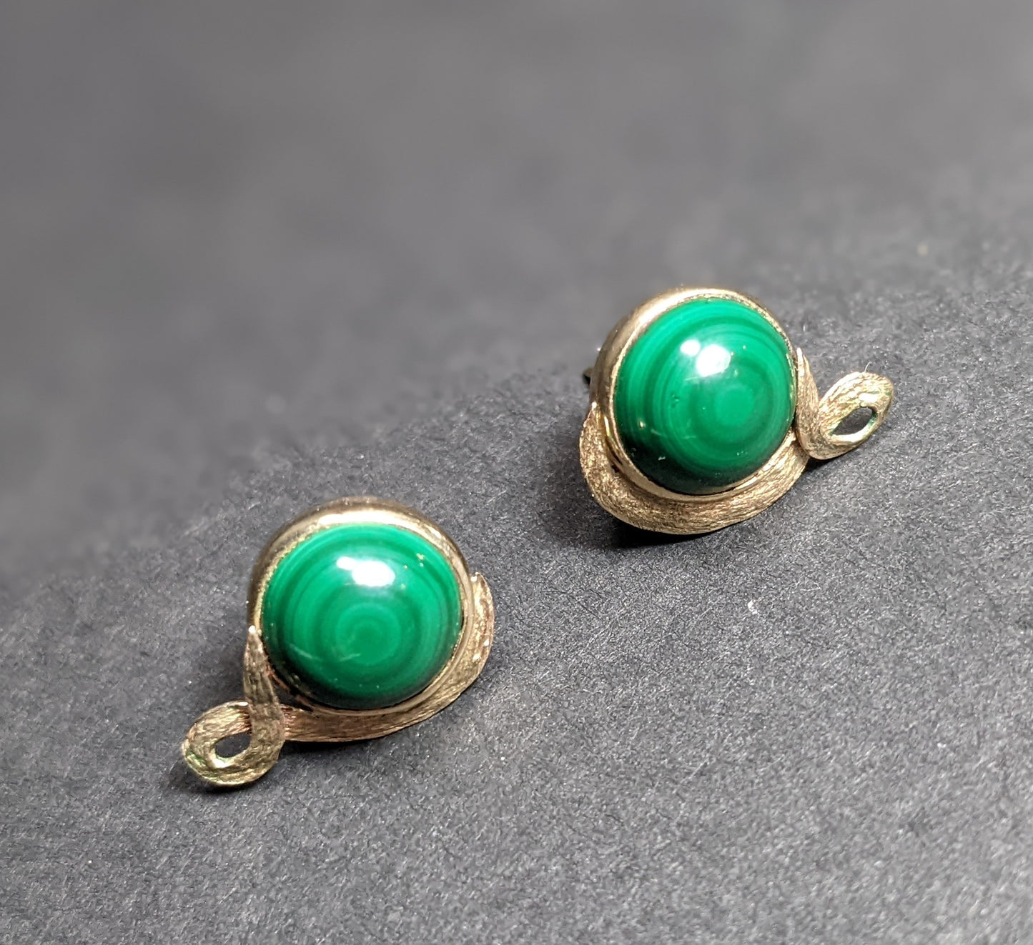 9k malachite swirl earrings