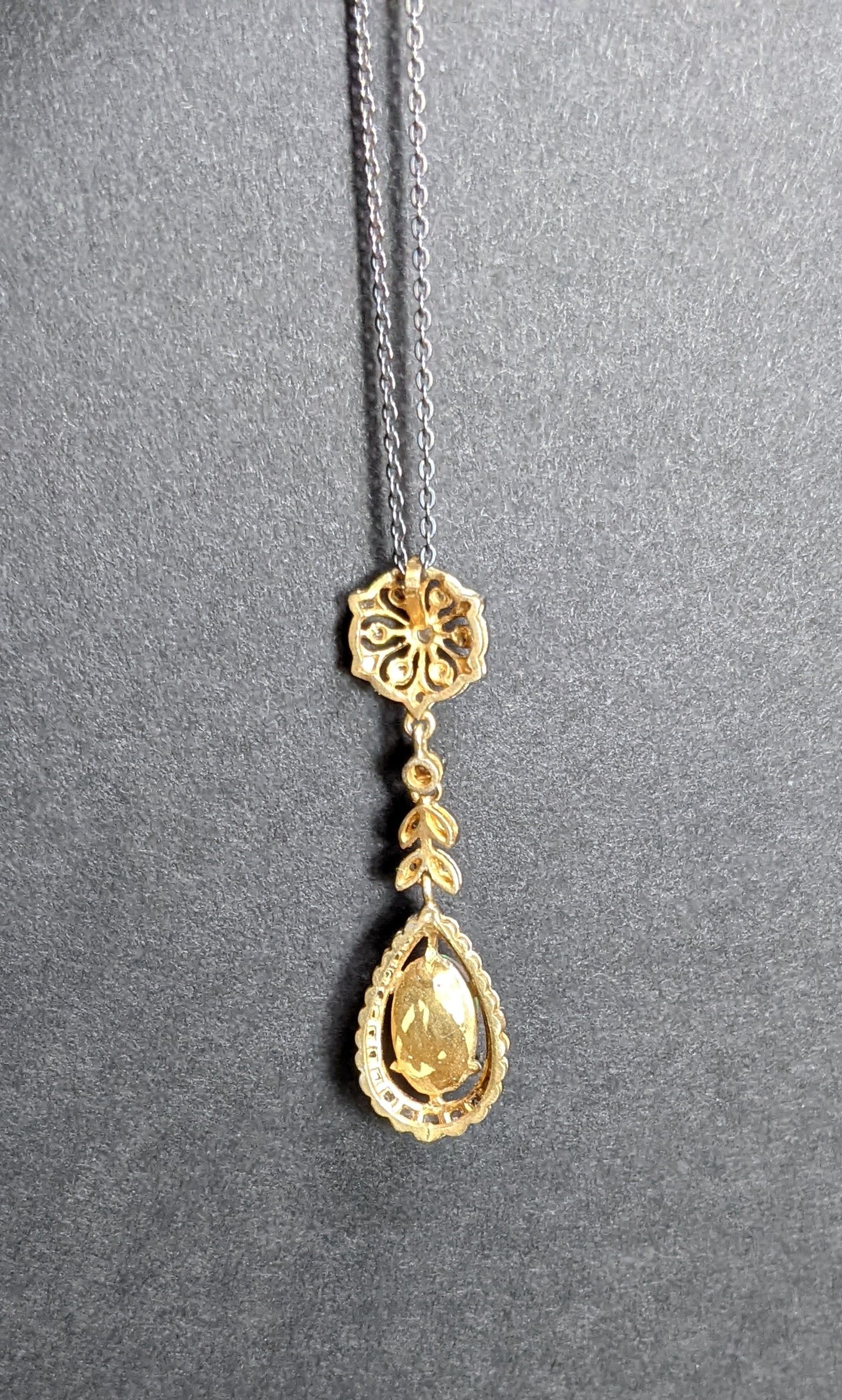 Sterling Diamond and Opal Necklace