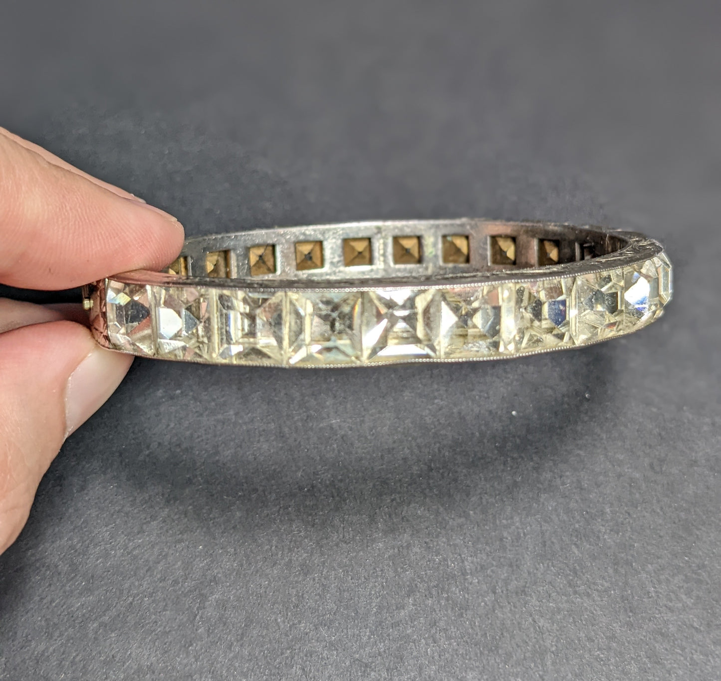 Art Deco Sterling French Cut Crystal Bracelet