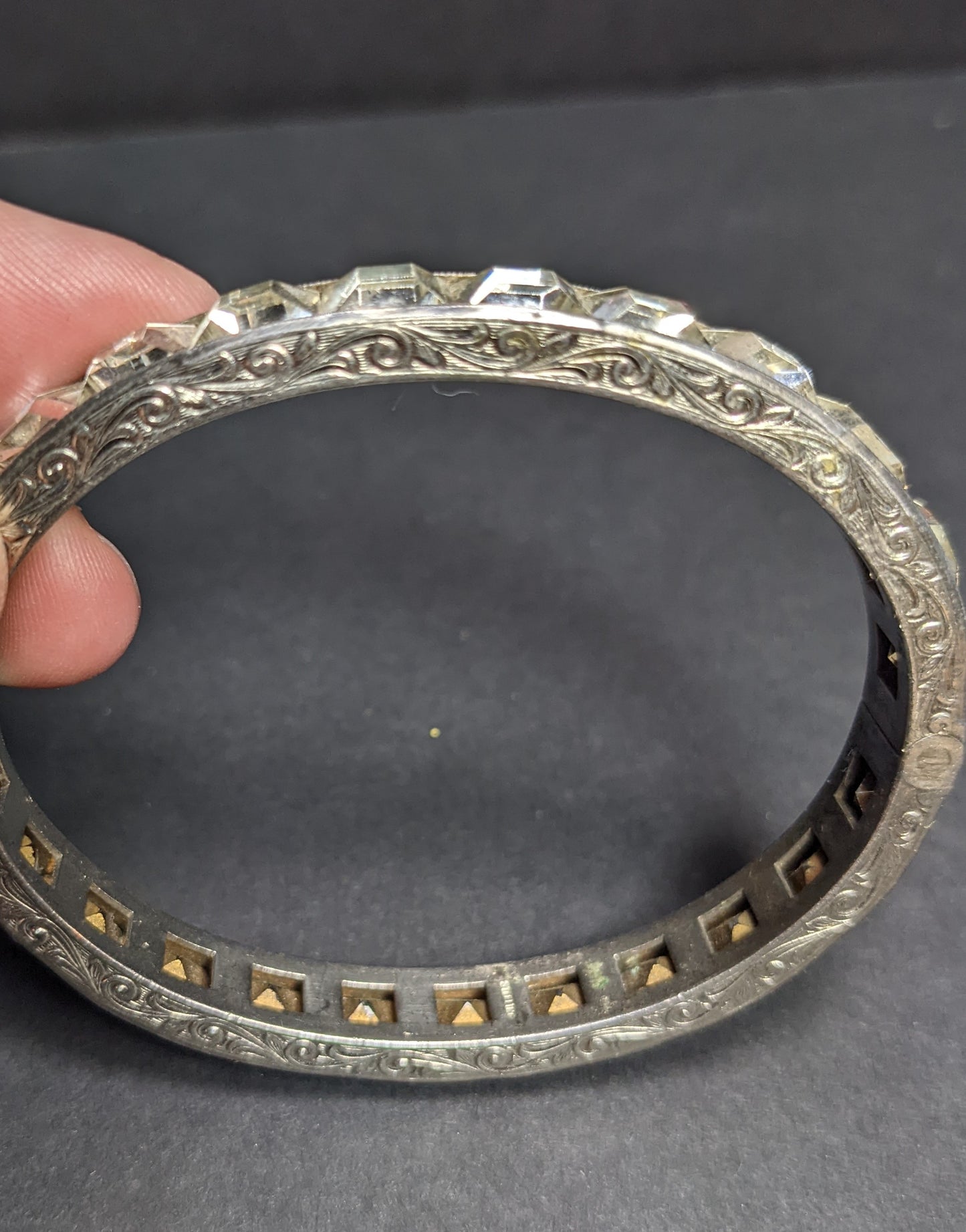 Art Deco Sterling French Cut Crystal Bracelet