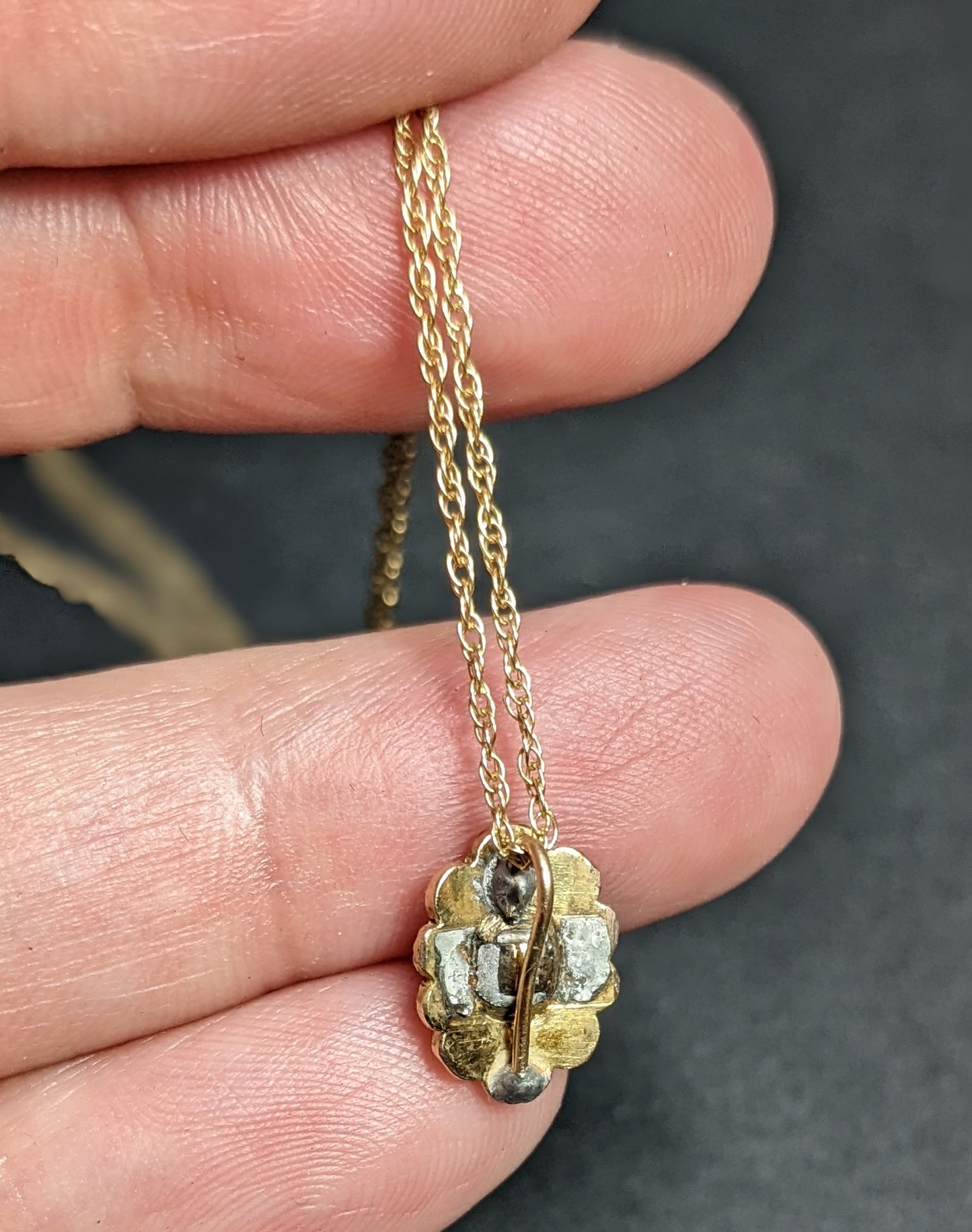 Early 1900s Step Cut Diamond and Half Pearl Necklace