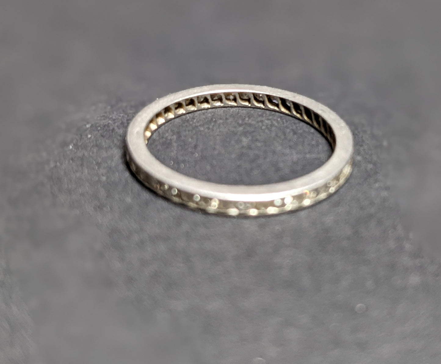 Art Deco mine cut diamond and platinum eternity band