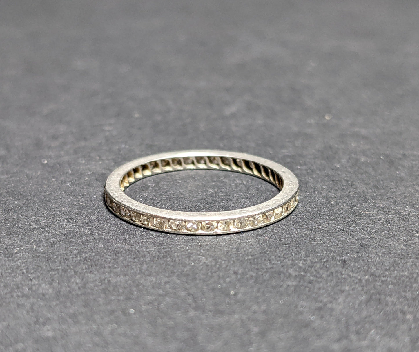 Art Deco mine cut diamond and platinum eternity band