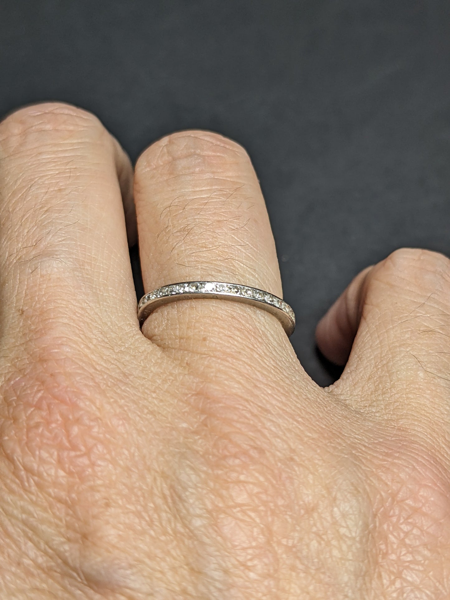 Art Deco mine cut diamond and platinum eternity band