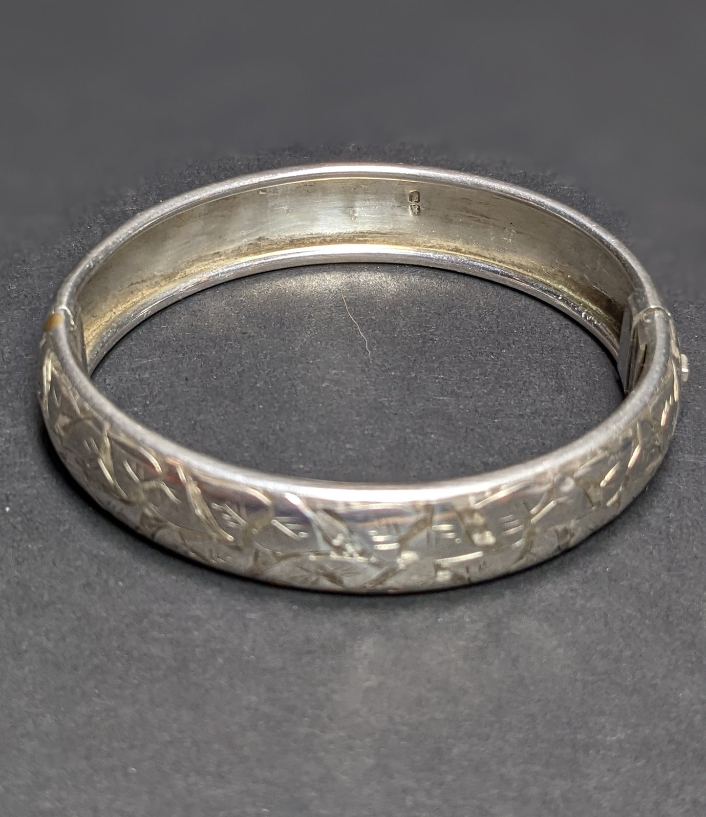 English Sterling Ivy Engraved Bangle Bracelet