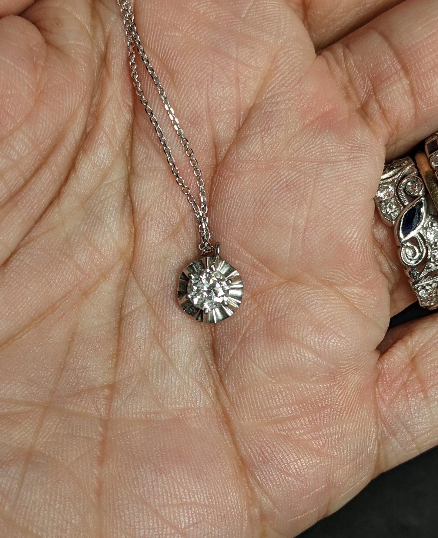 Old European cut diamond solitaire in original mounting