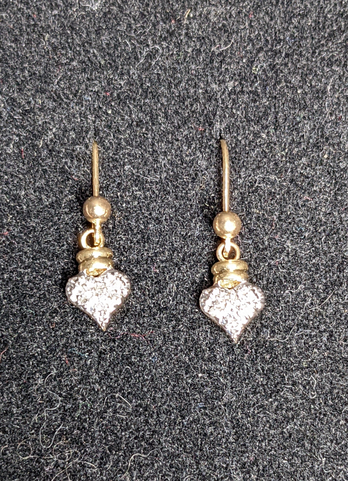 Estate pave diamond heart earrings