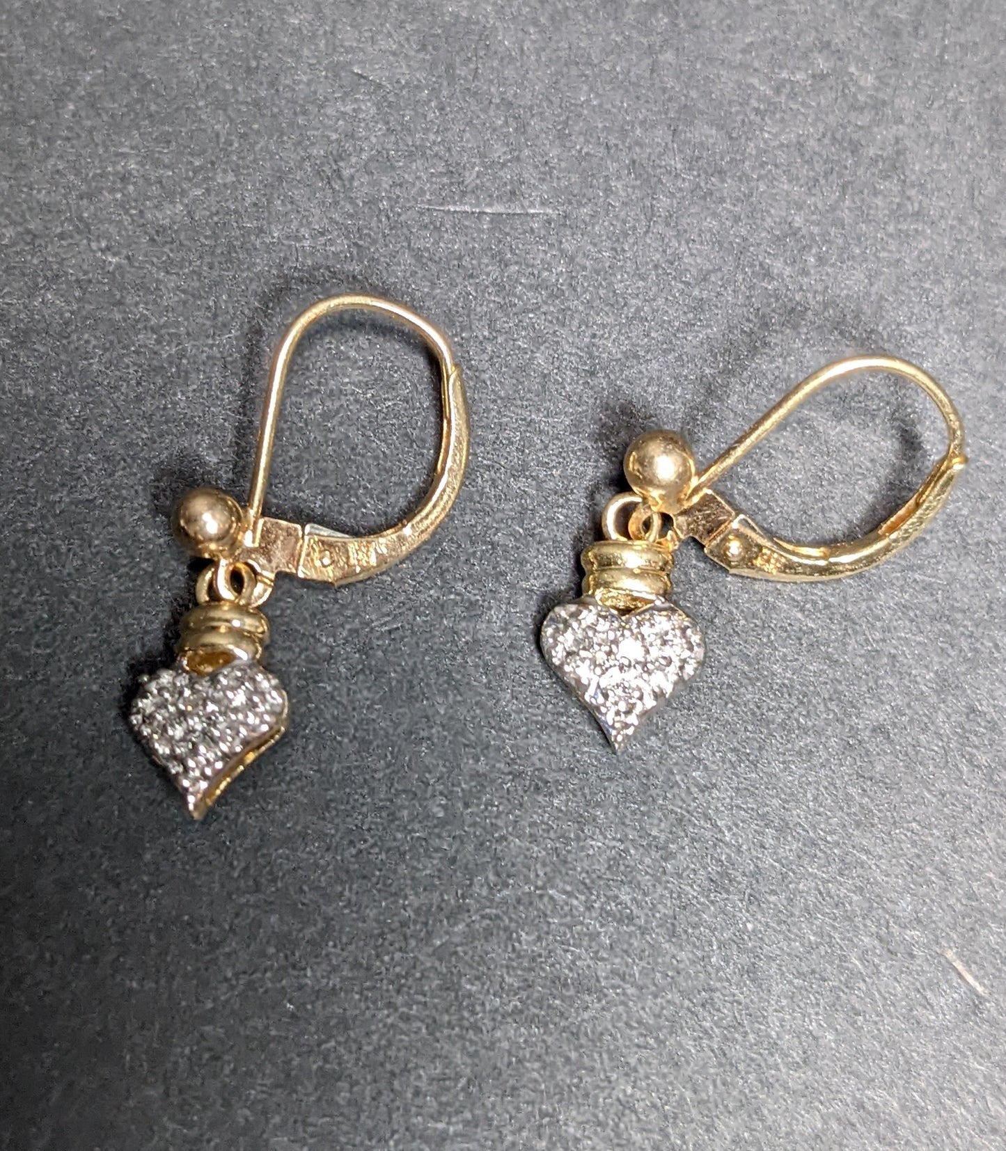 Estate pave diamond heart earrings