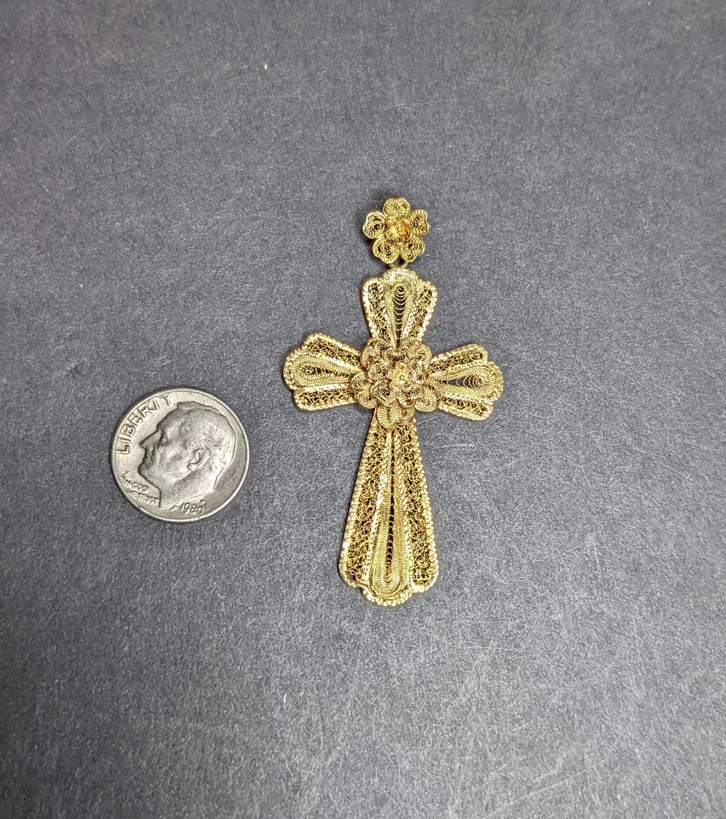 Large Iberian gold filigree Cross