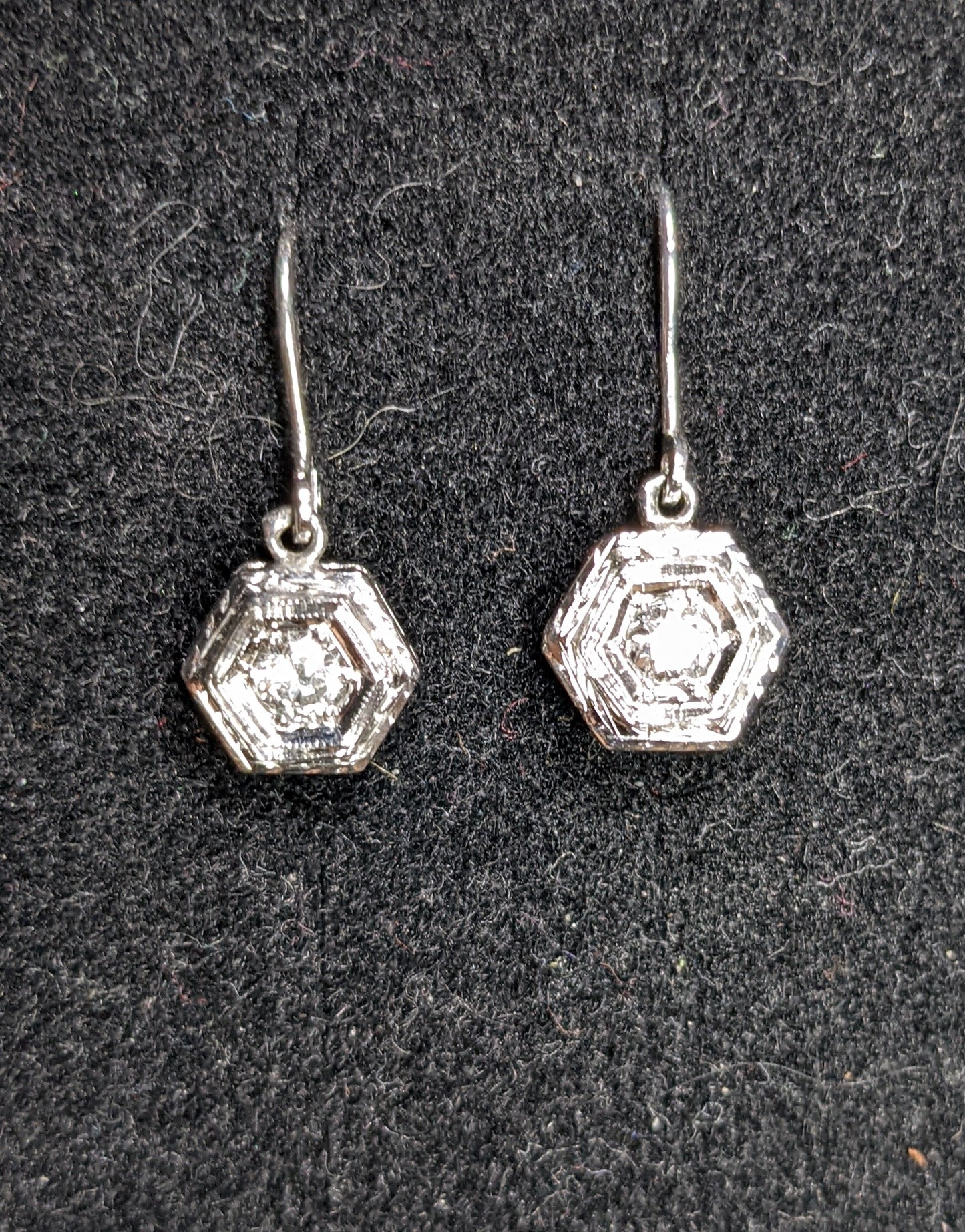 Art Deco hexagon set diamond earrings