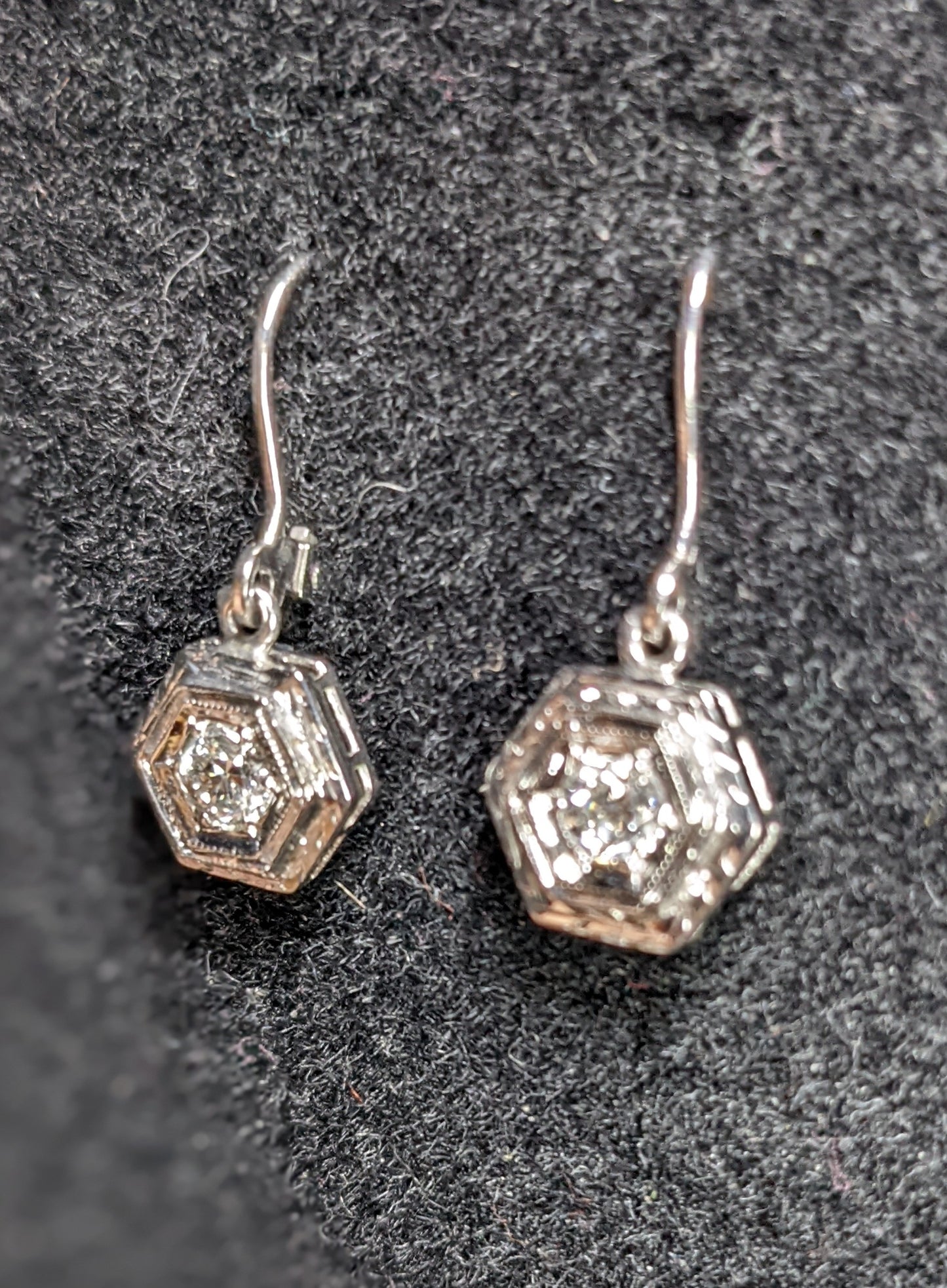 Art Deco hexagon set diamond earrings