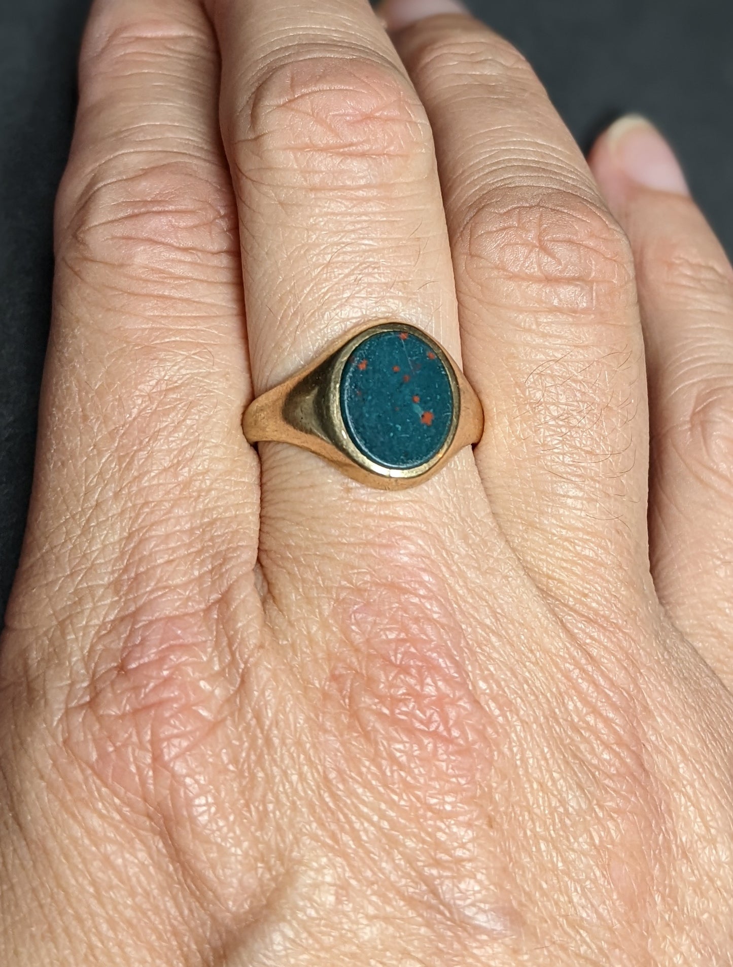 English 9k bloodstone signet ring