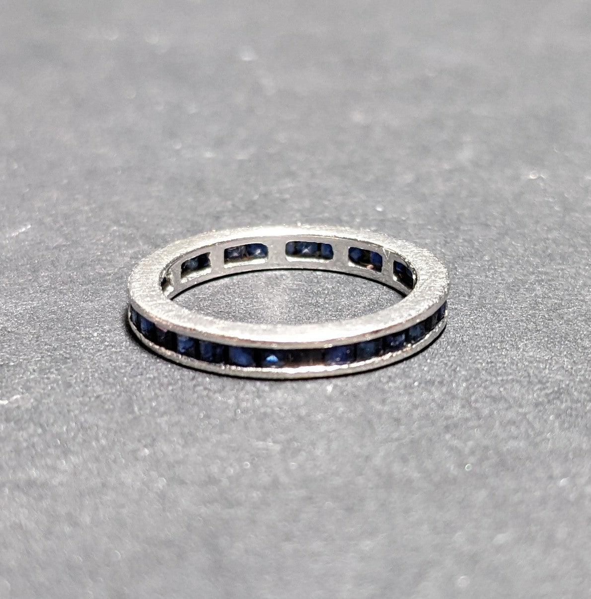 14K white gold sapphire channel set eternity band (15)