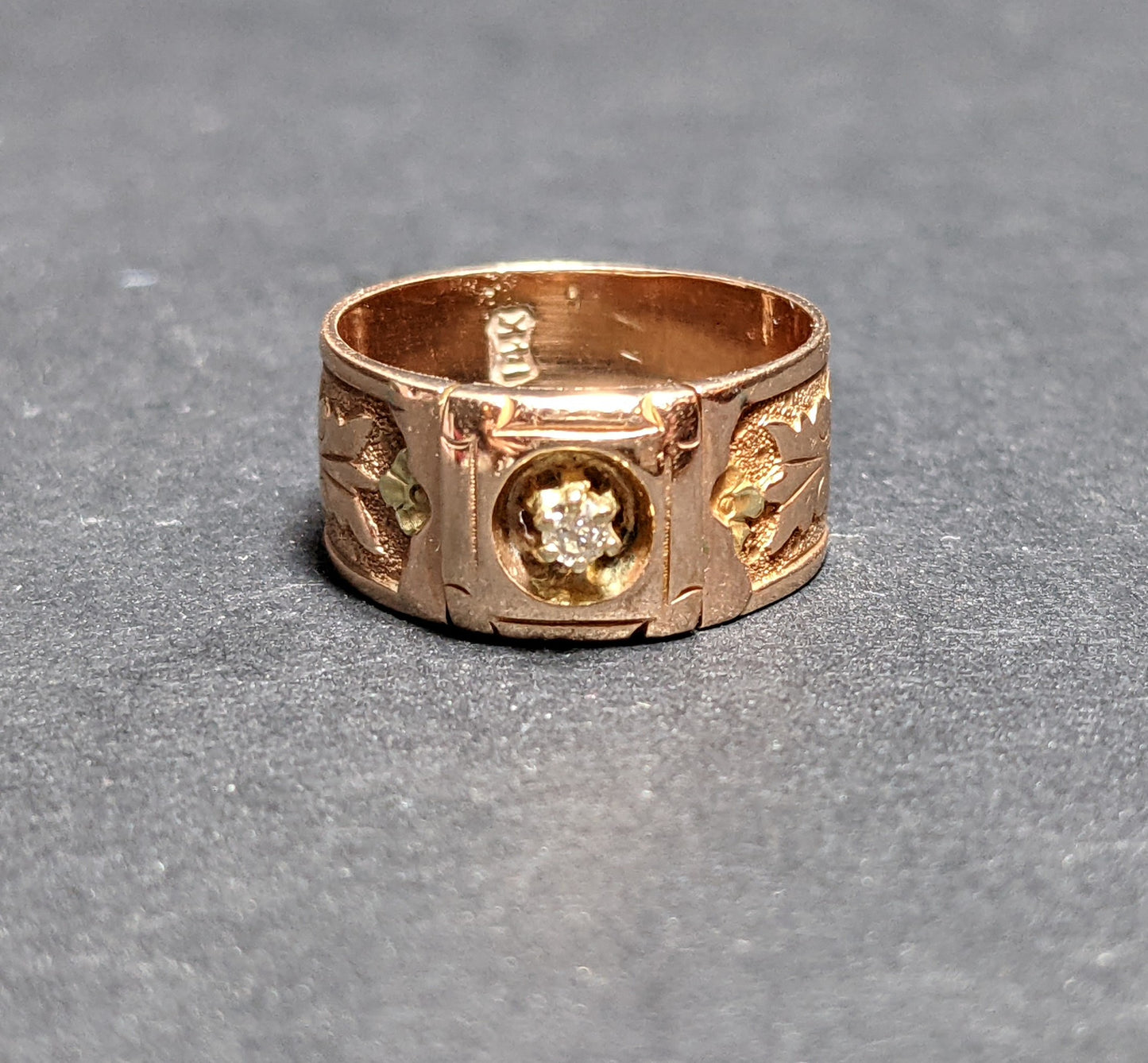 14kt Late 1800's rose gold and diamond band