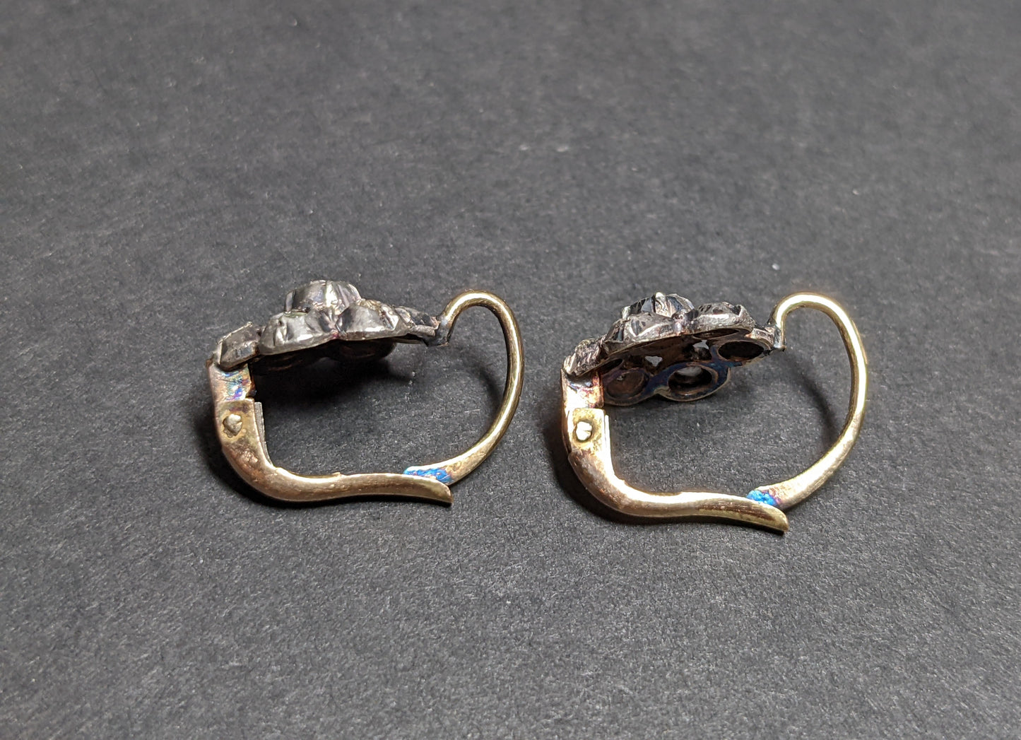 14k and rose cut diamonds with original lever backs