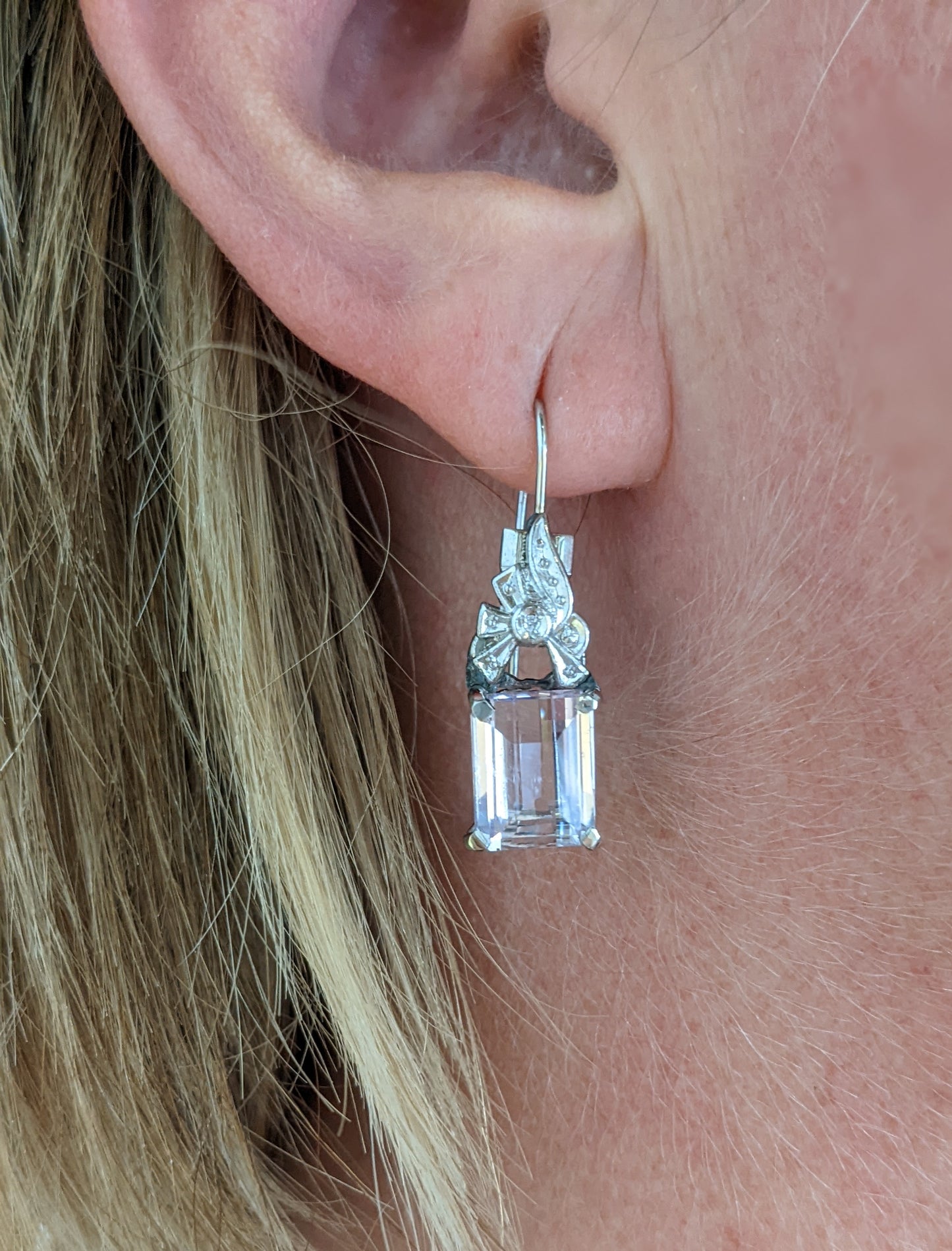 14Kt Morganite Pink Earrings with bow drops