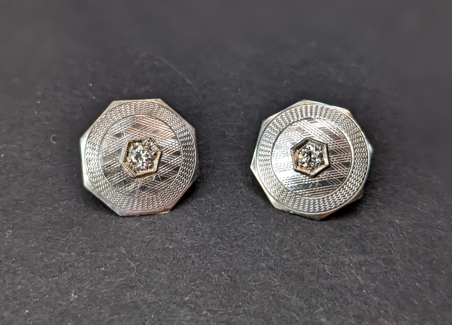 Platinum and diamond stud conversion earrings