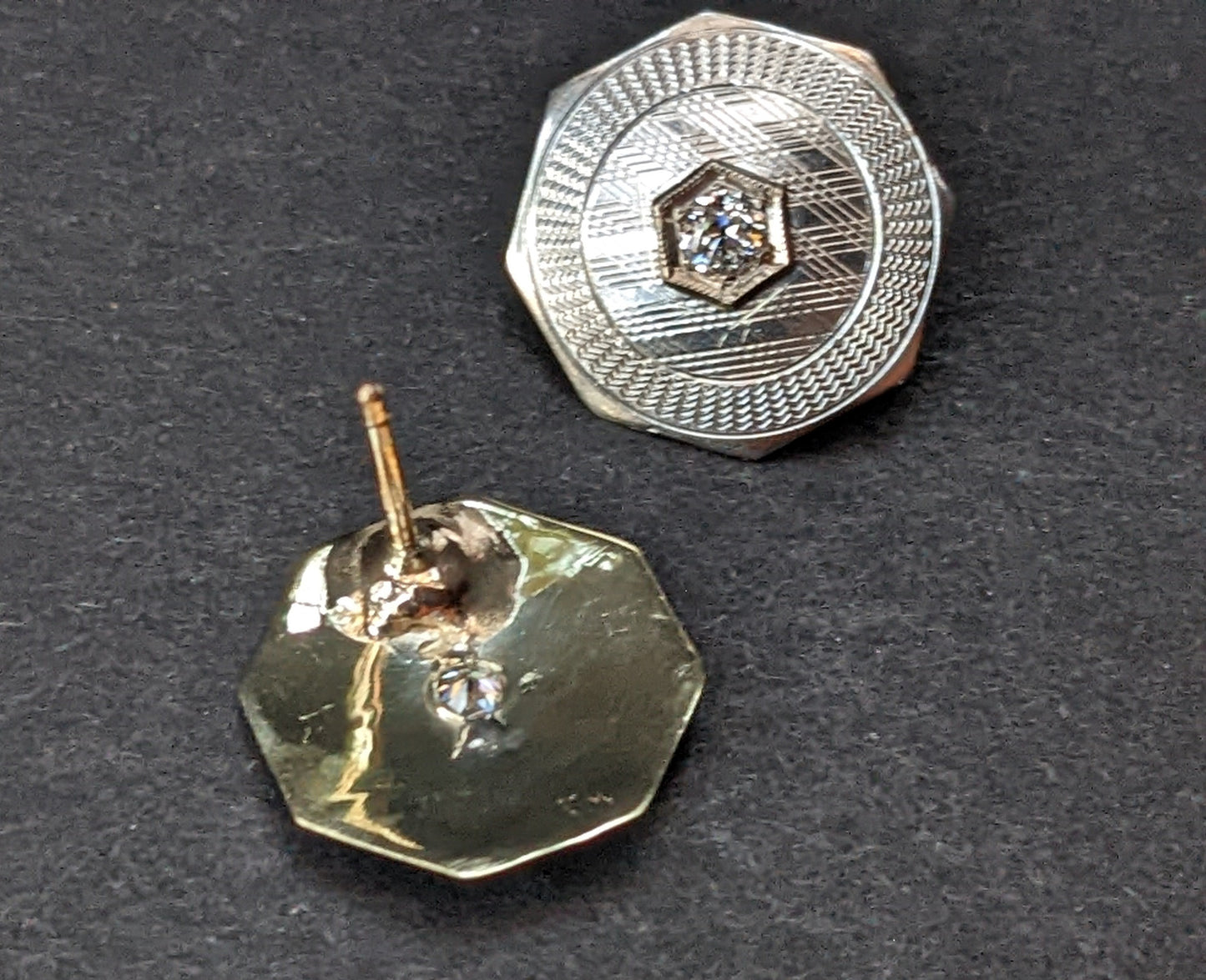 Platinum and diamond stud conversion earrings