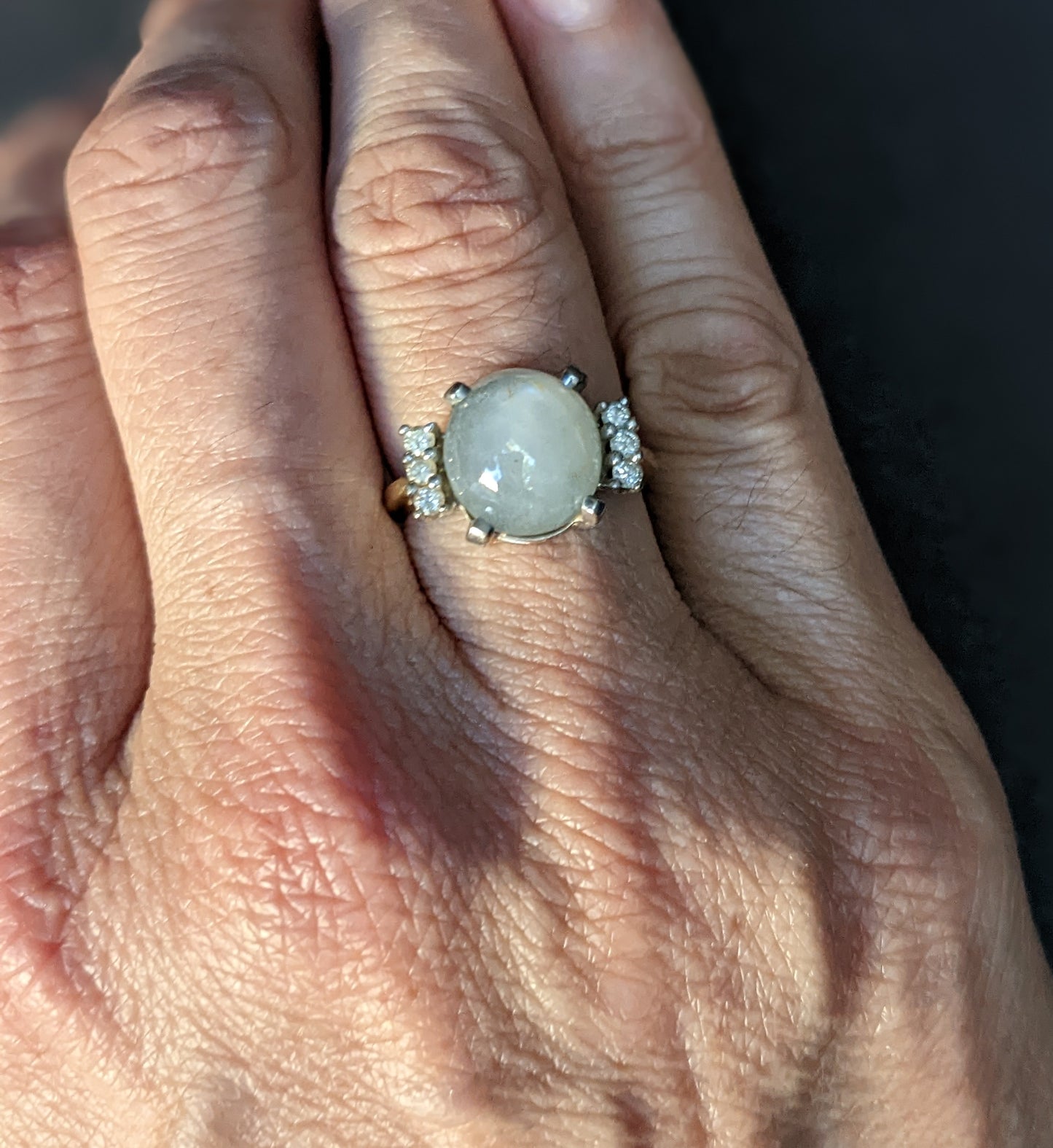 Star sapphire and diamond ring