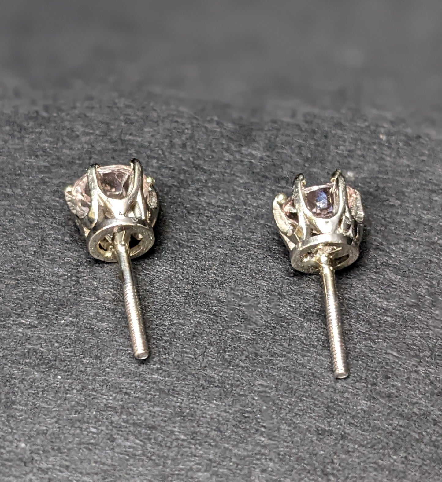 Morganite and Platinum Art Deco Stud Earrings