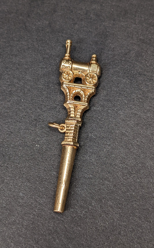 14k Train Topped Watch Key Charm