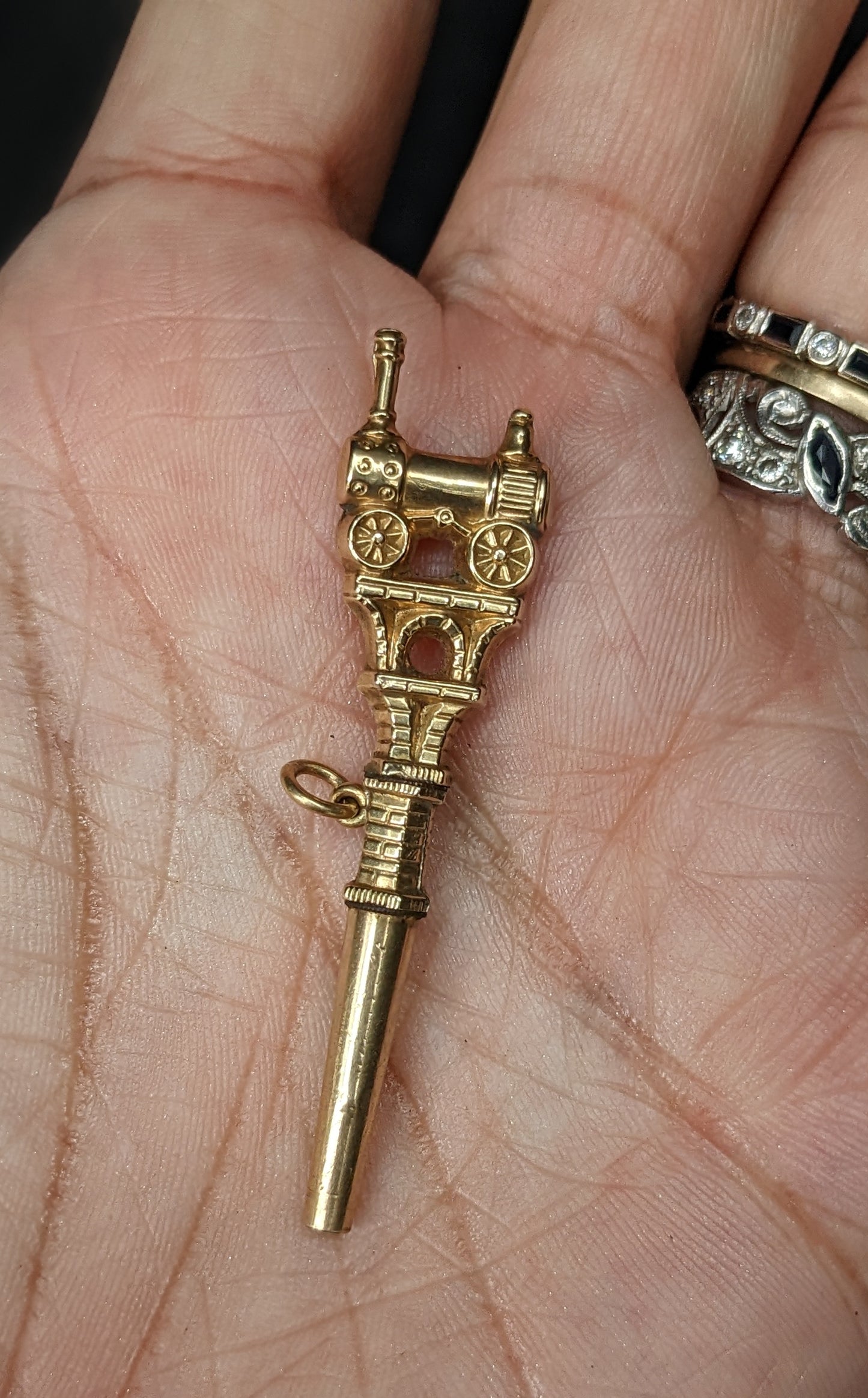 14k Train Topped Watch Key Charm