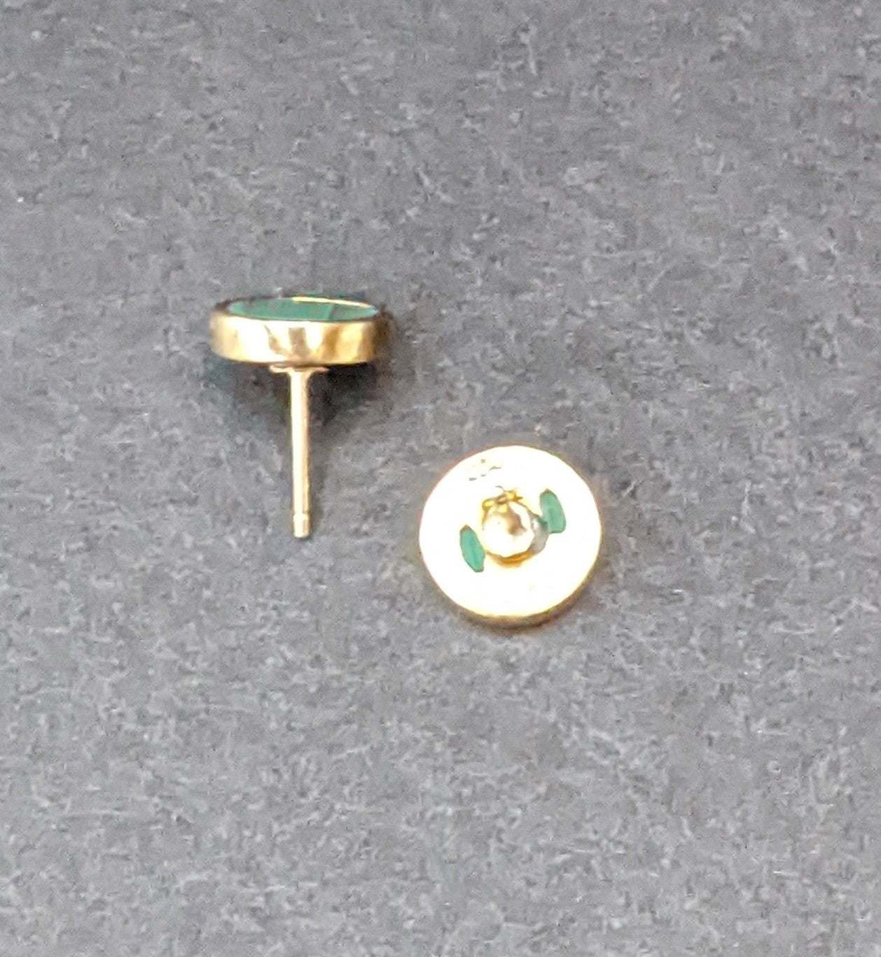 14Kt Malachite Round stud conversion earrings