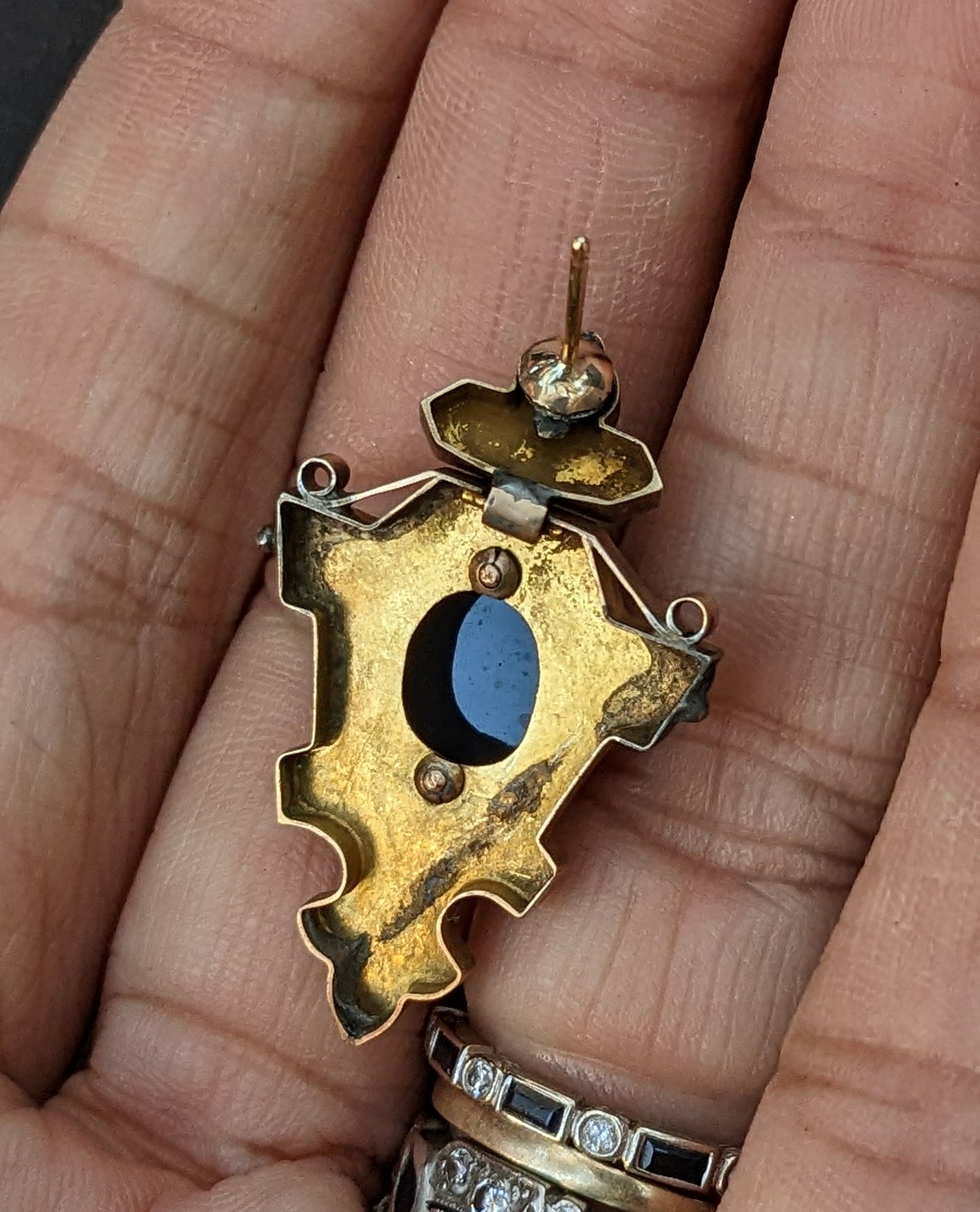 Low carat cameo on black, Victorian earrings with 14Kt gold posts