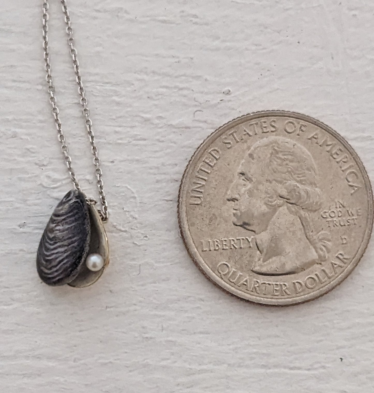 Enamel Oyster and Pearl Necklace